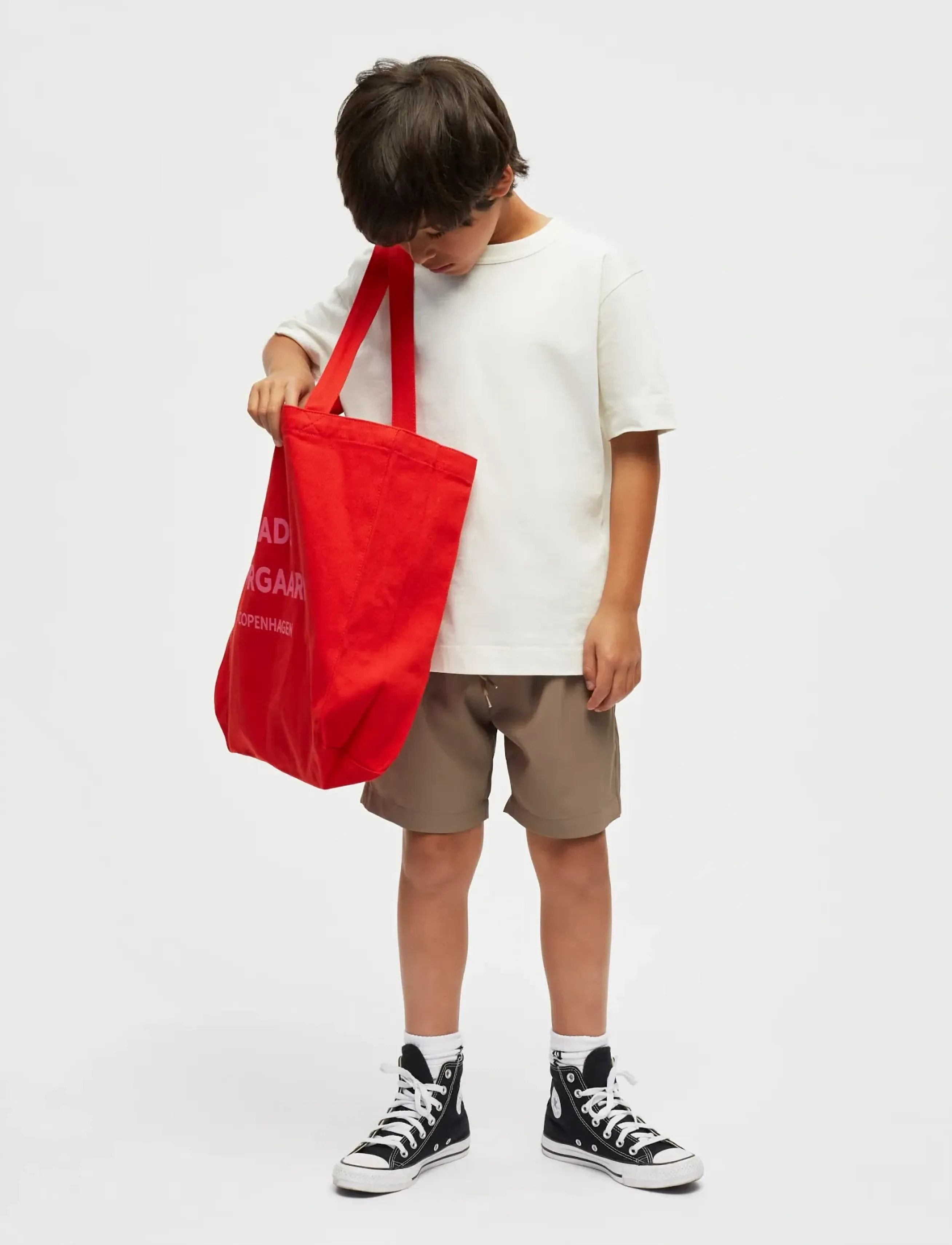 Mads Nørgaard Dry Single Theo Tee - Stutterma bolir - SNOW WHITE / cream