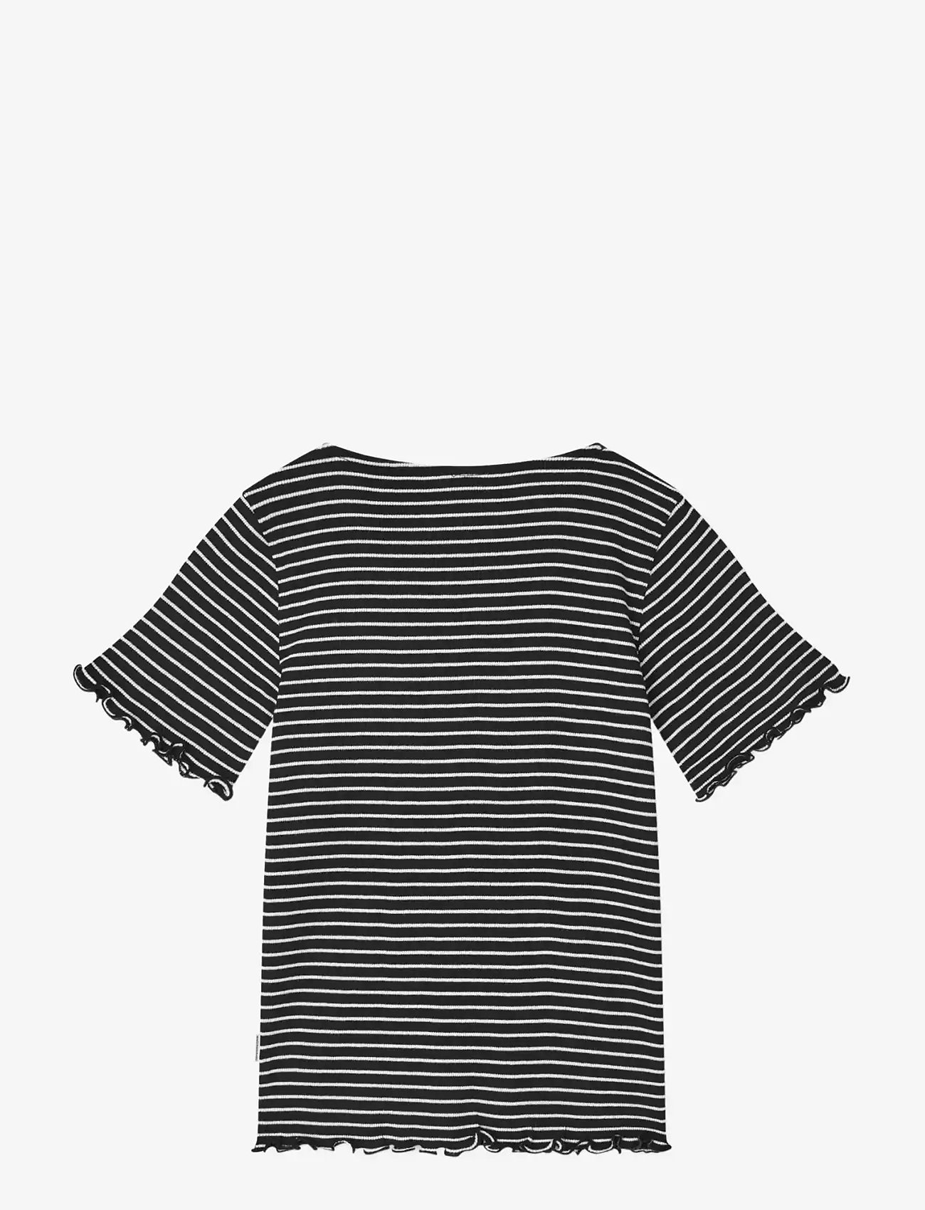 Mads Nørgaard - 2x2 Cotton Stripe  Tiki Tee - kortärmade t-shirts - black/vanilla ice - 2