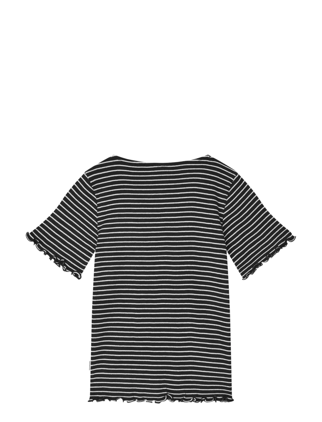 Mads Nørgaard - 2x2 Cotton Stripe  Tiki Tee - short-sleeved t-shirts - black/vanilla ice - 2
