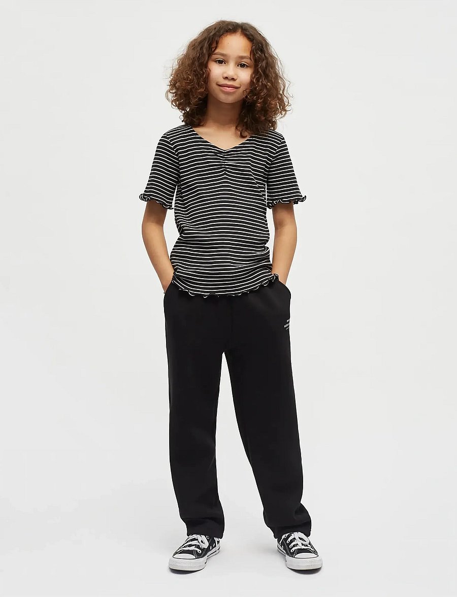 Mads Nørgaard - 2x2 Cotton Stripe Tiki Tee - kurzärmelige - black/vanilla ice - 0