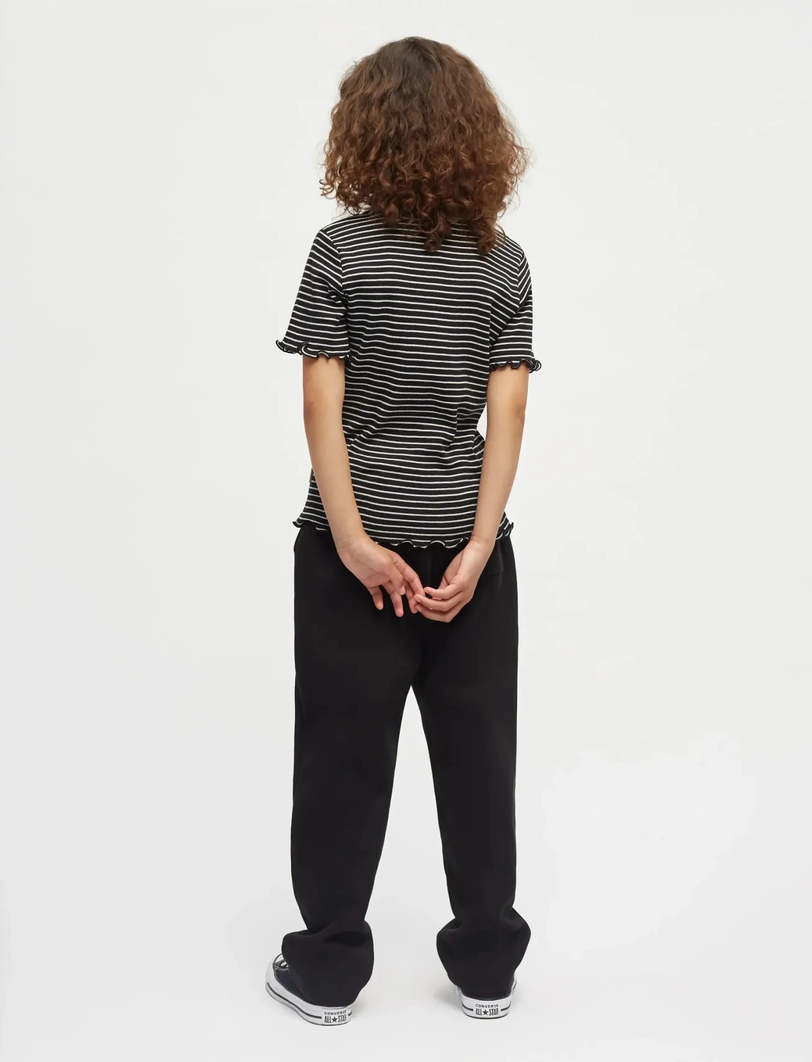 Mads Nørgaard - 2x2 Cotton Stripe  Tiki Tee - short-sleeved t-shirts - black/vanilla ice - 3
