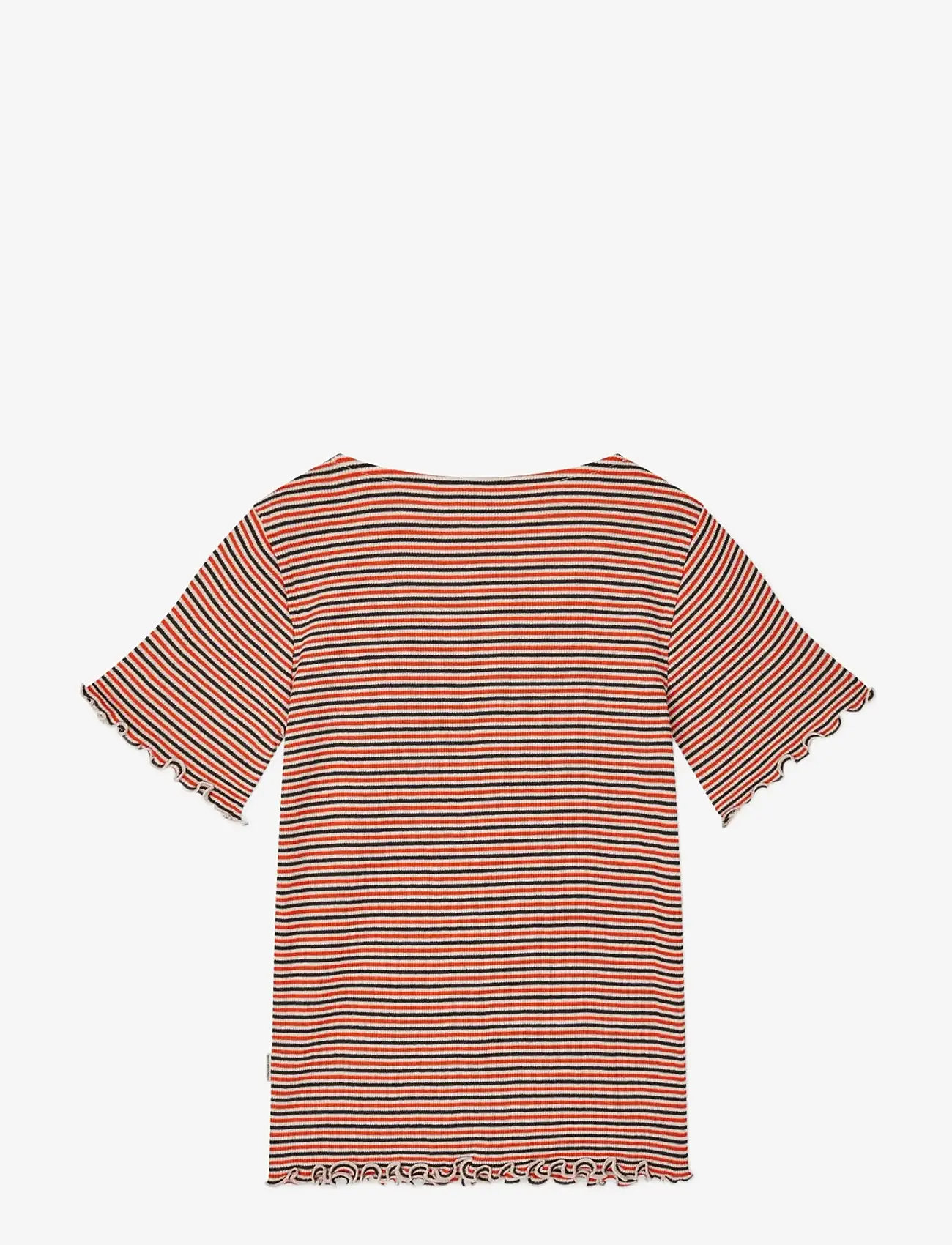 Mads Nørgaard - 2x2 Cotton Stripe  Tiki Tee - kortärmade t-shirts - fiery red/vanilla ice - 1