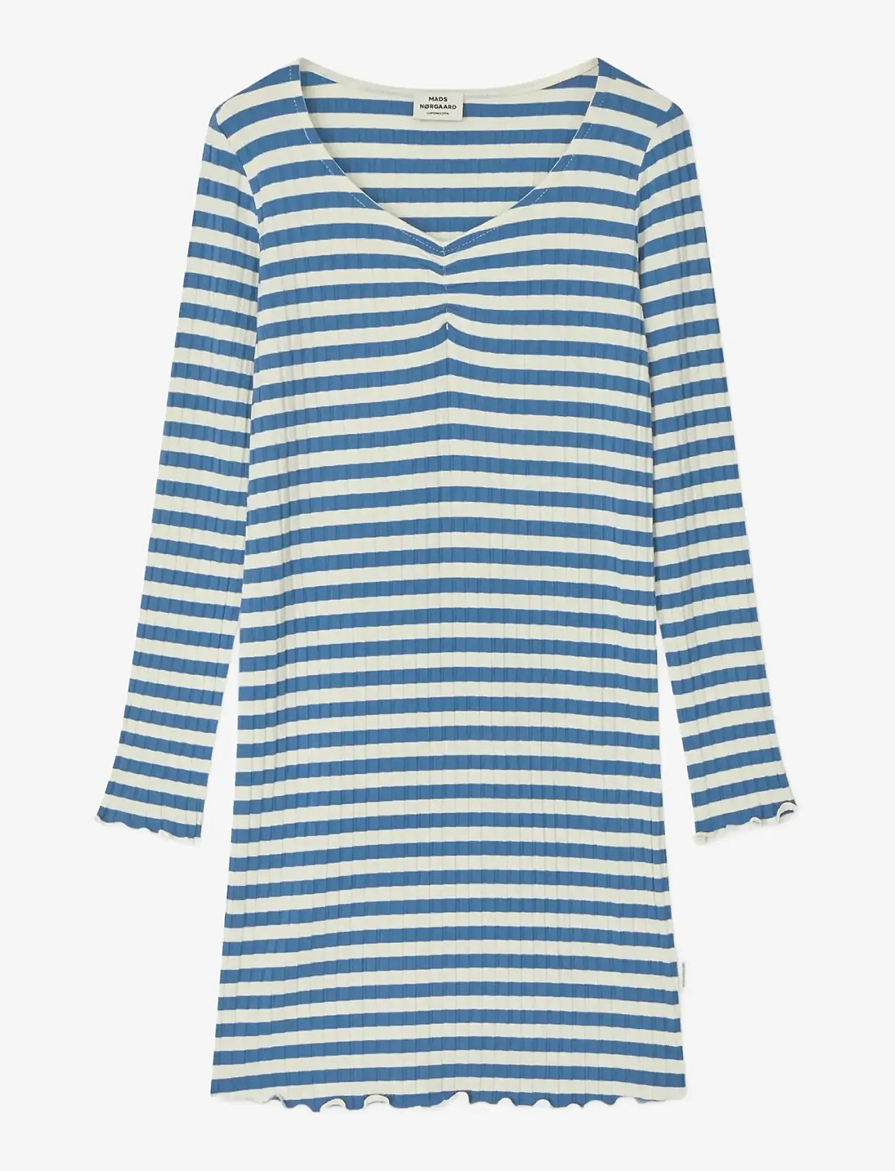 Mads Nørgaard - 5x5 Classic Stripe Tikina Dress - robes décontractées à manches longues - vanilla ice/bright cobalt - 0