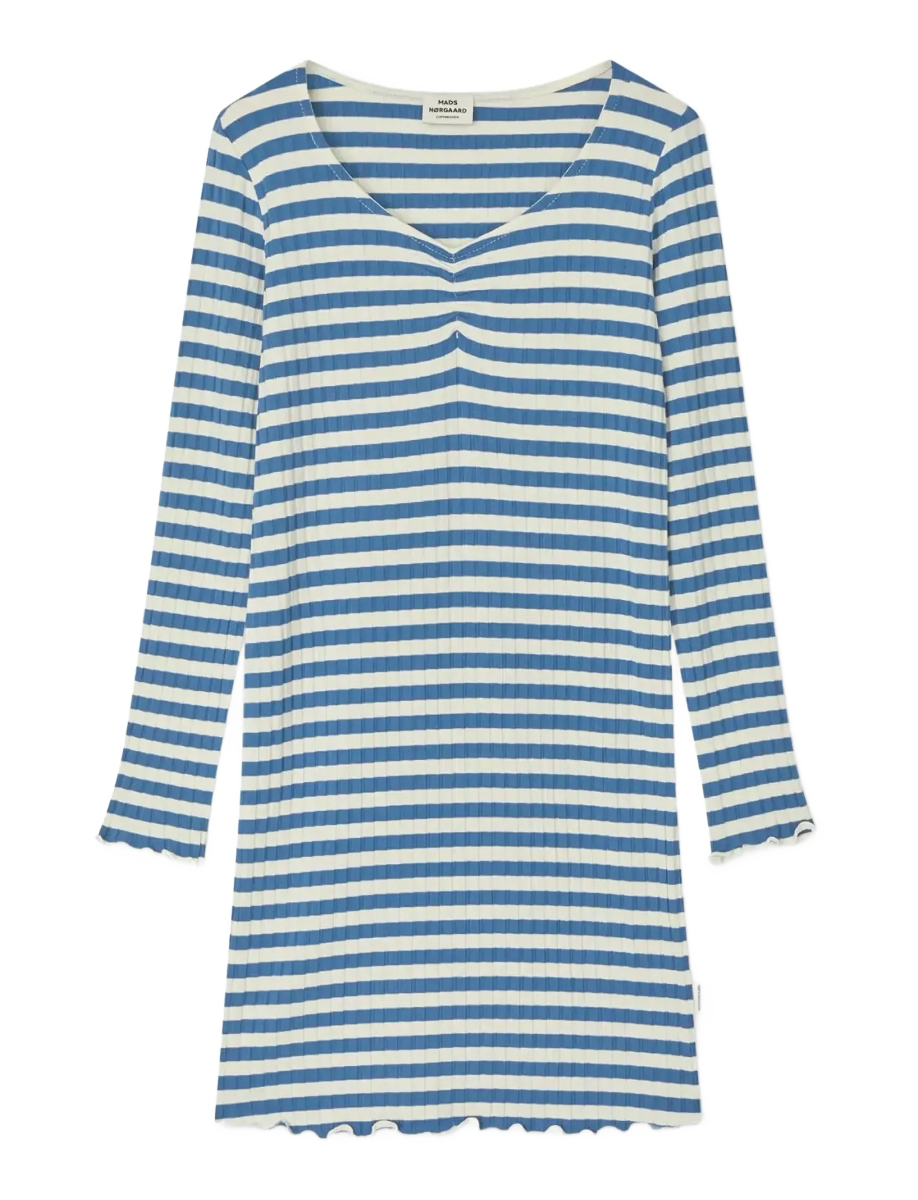 Mads Nørgaard 5x5 Classic Stripe Tikina Dress - Mads Nørgaard - VANILLA ICE/BRIGHT COBALT / blue