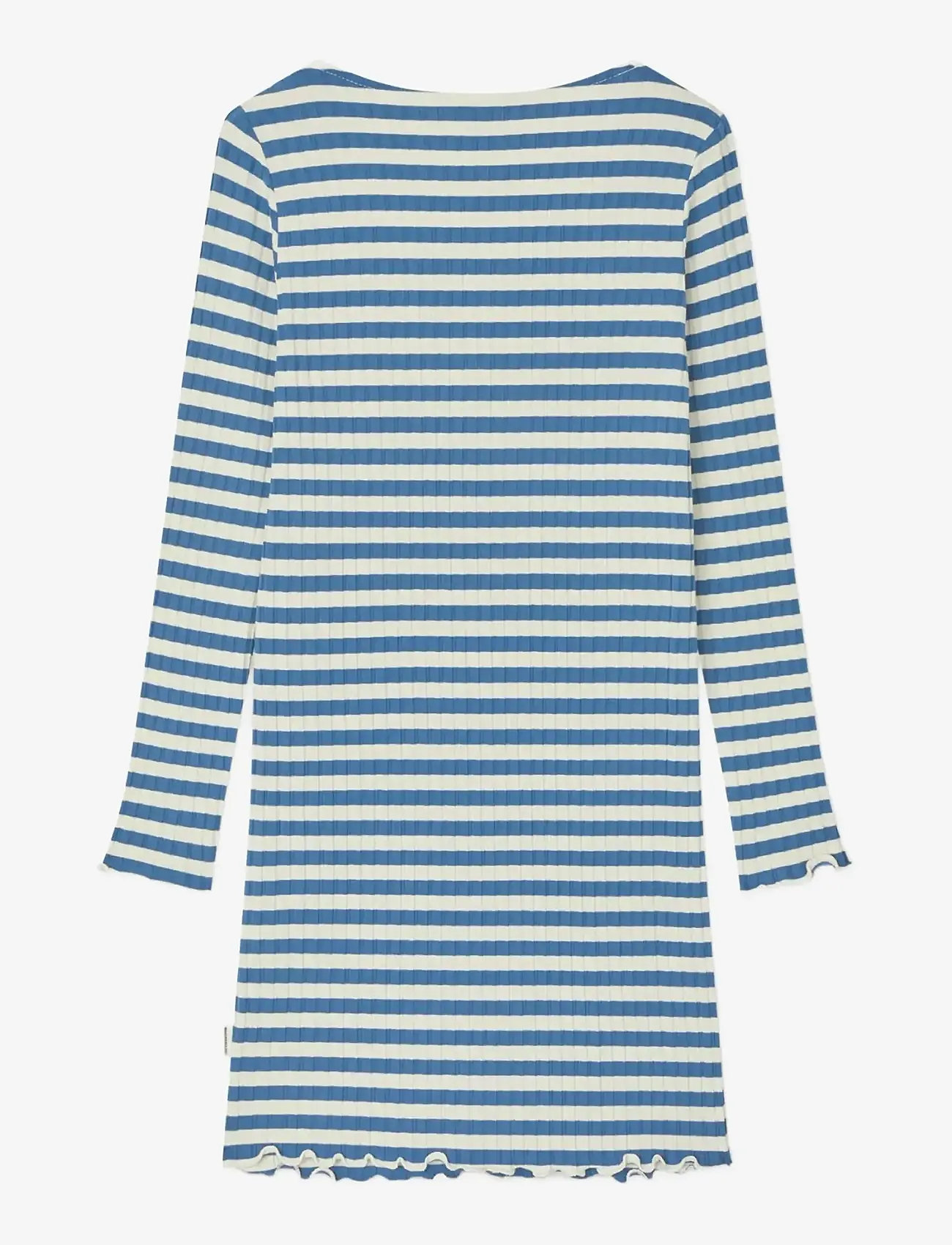 Mads Nørgaard - 5x5 Classic Stripe Tikina Dress - robes décontractées à manches longues - vanilla ice/bright cobalt - 1