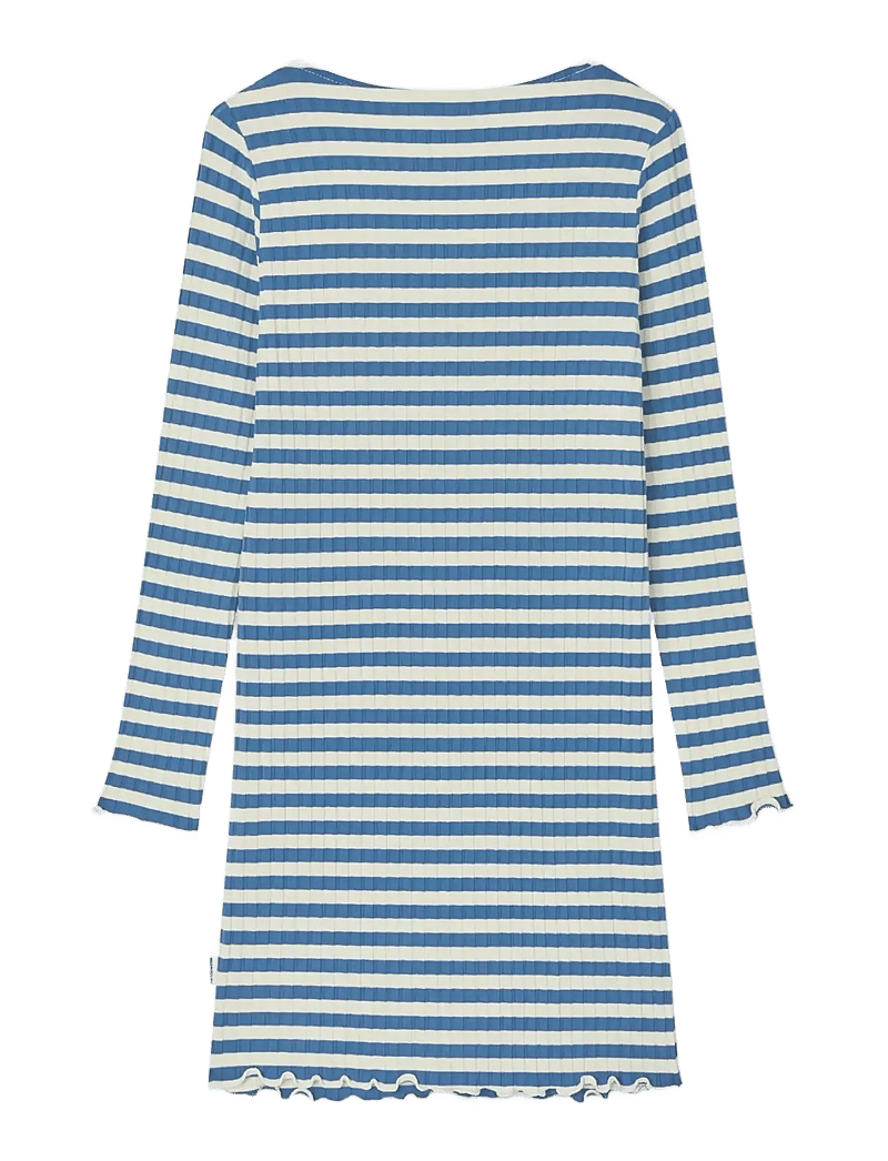 Mads Nørgaard - 5x5 Classic Stripe Tikina Dress - robes décontractées à manches longues - vanilla ice/bright cobalt - 1