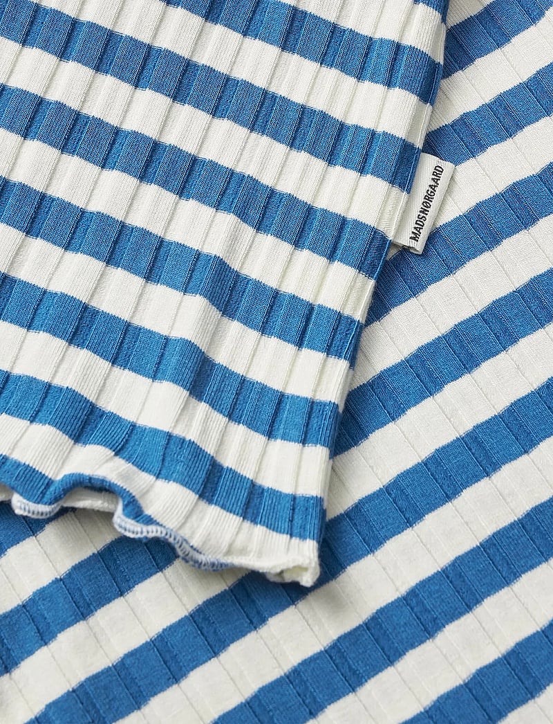 Mads Nørgaard - 5x5 Classic Stripe Tikina Dress - robes décontractées à manches longues - vanilla ice/bright cobalt - 2
