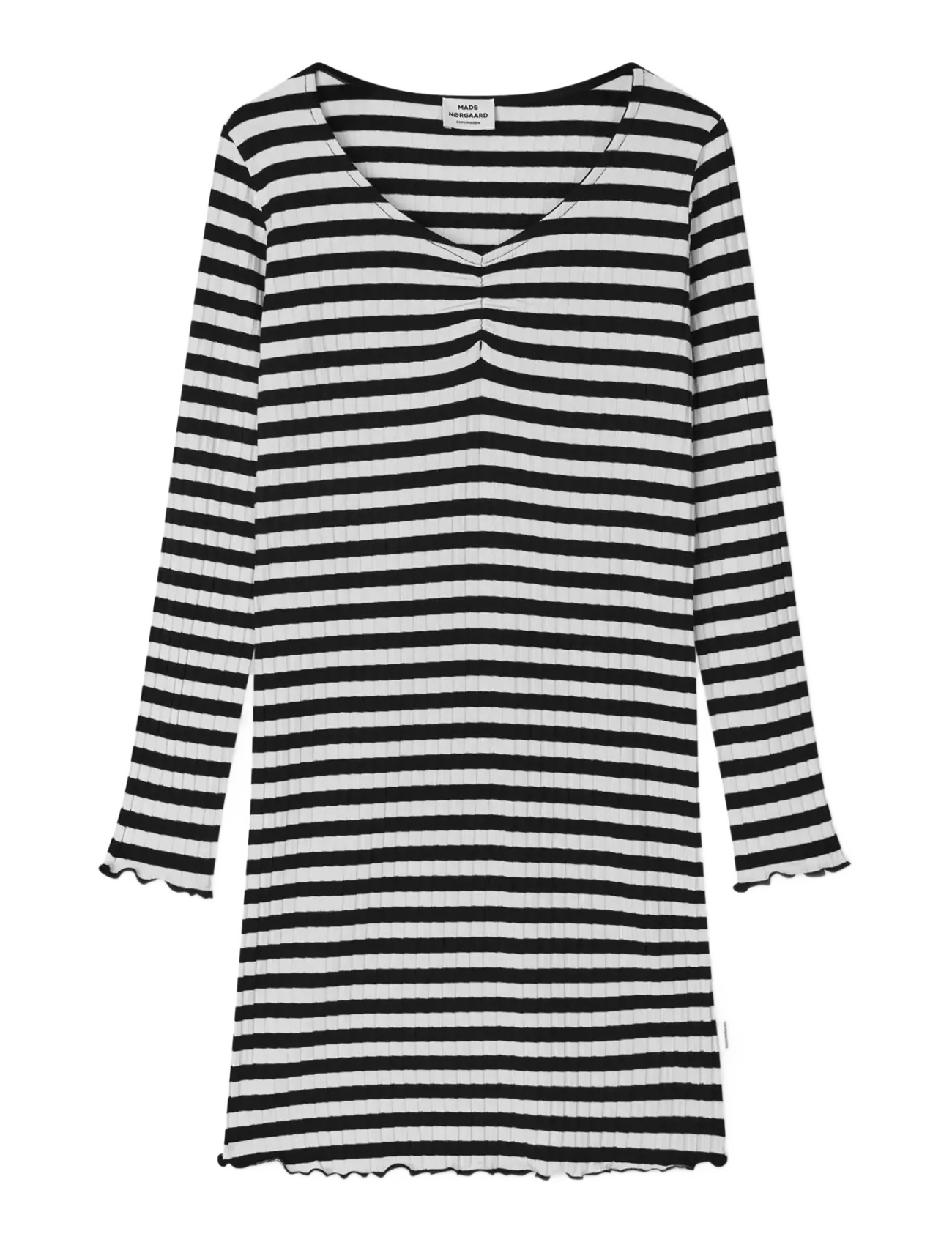 Mads Nørgaard 5X5 Classic Stripe Tikina Dress, 152, Black, Fritidskjoler > Fritidskjoler Med Lange Ærmer, Børn