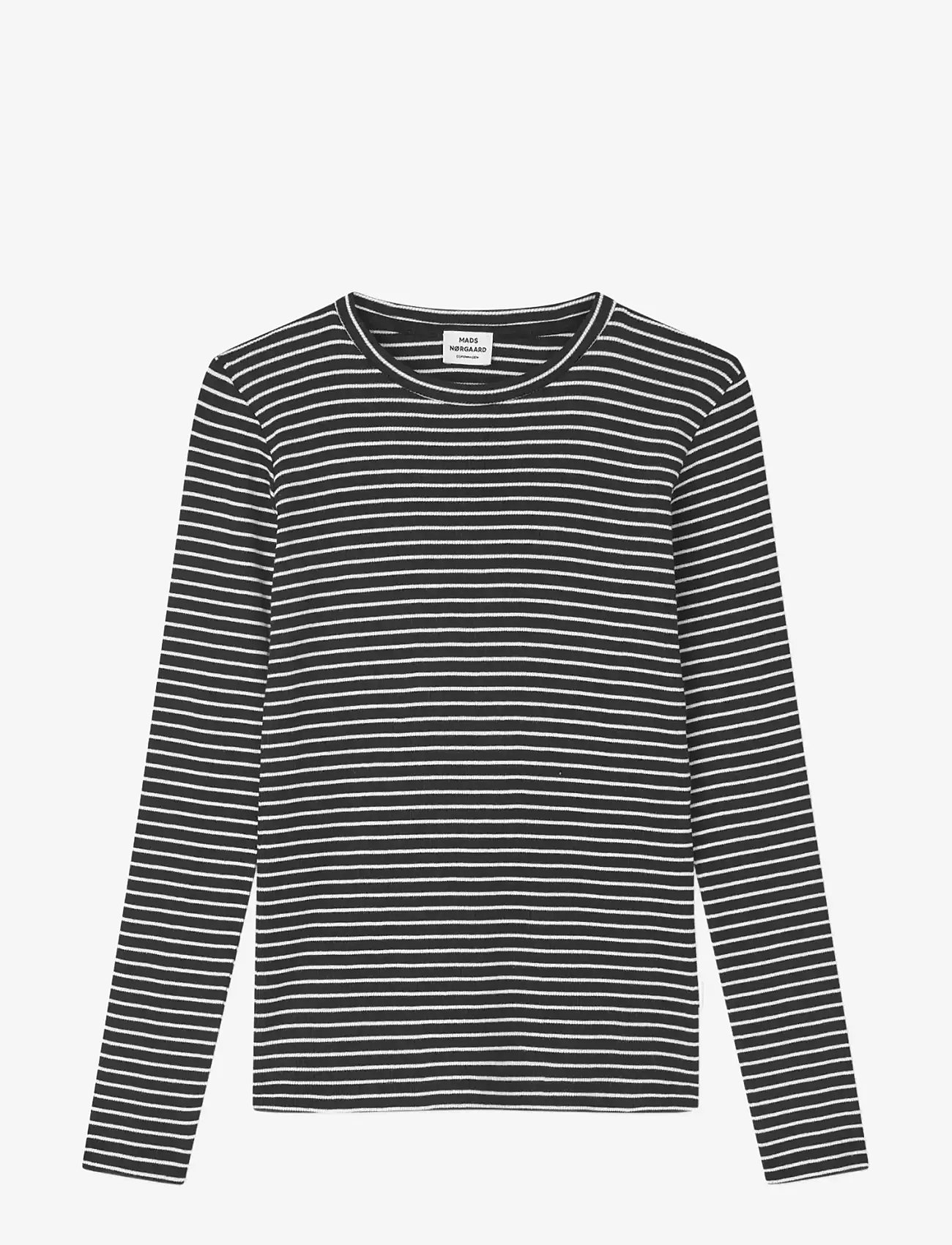 Mads Nørgaard - 2x2 Cotton Stripe Talino Tee L/S - langærmede toppe - black/vanilla ice - 0