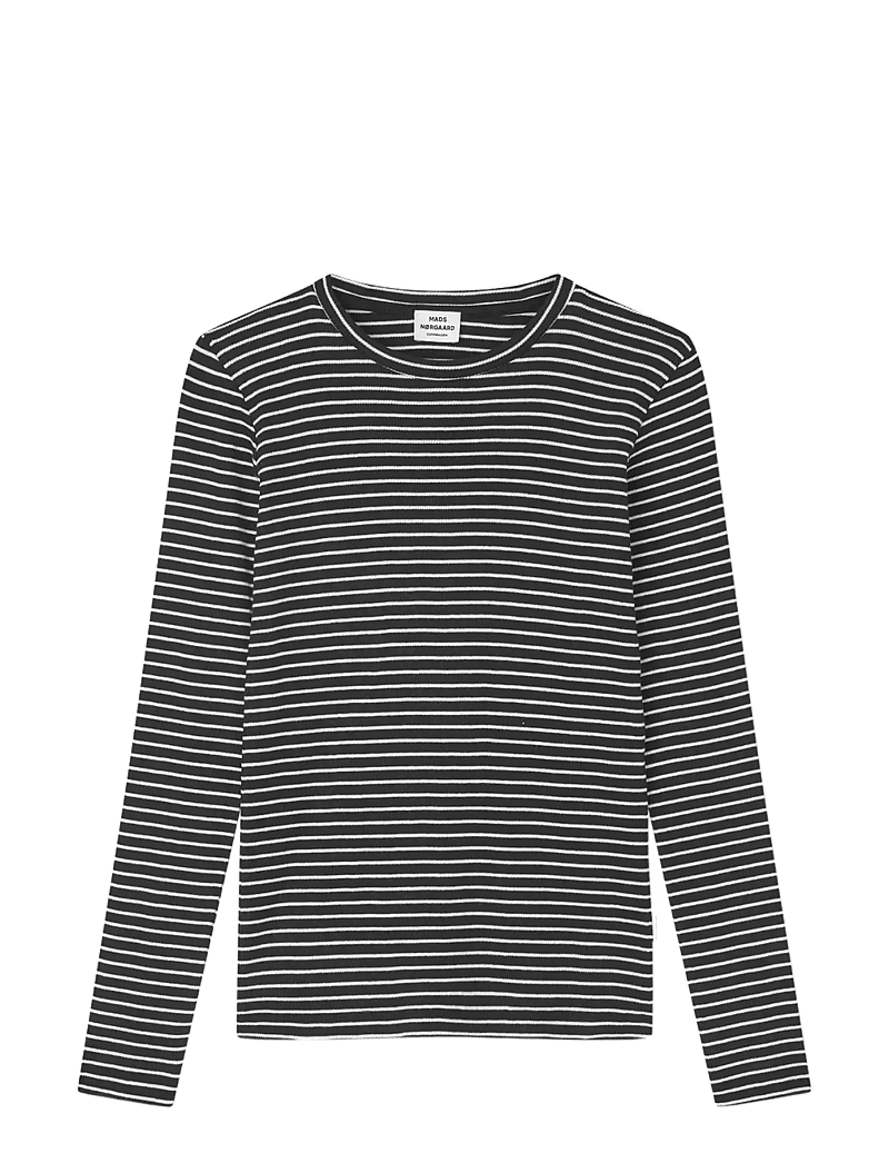 Mads Nørgaard - 2x2 Cotton Stripe Talino Tee L/S - langærmede toppe - black/vanilla ice - 0