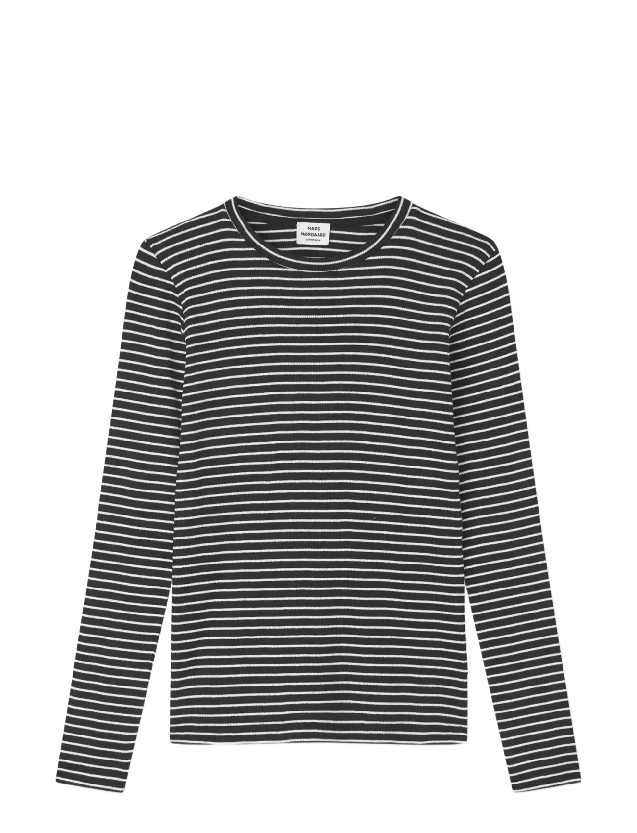 Mads Nørgaard 2x2 Cotton Stripe Talino Tee L/S - Tøj - BLACK/VANILLA ICE / black