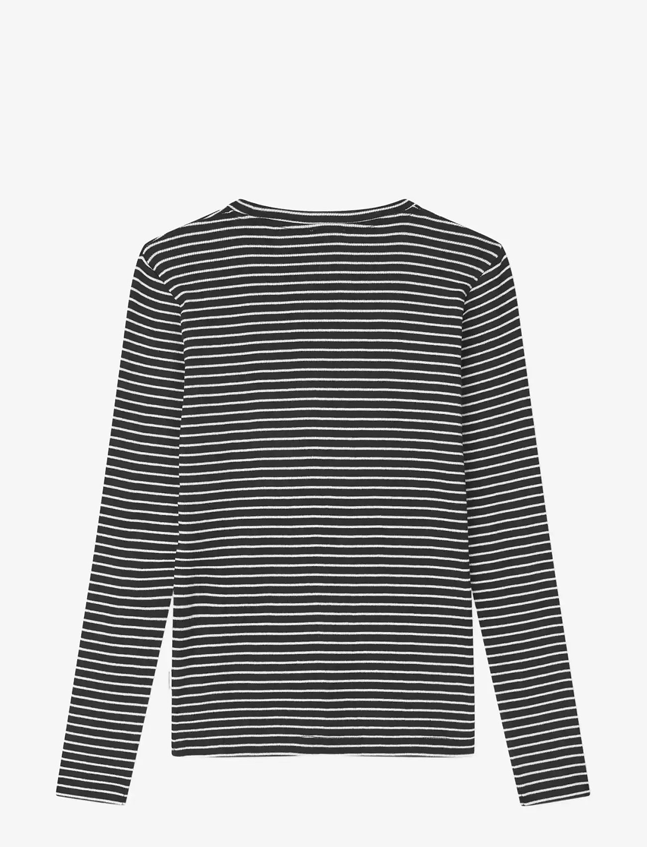 Mads Nørgaard - 2x2 Cotton Stripe Talino Tee L/S - langærmede toppe - black/vanilla ice - 1