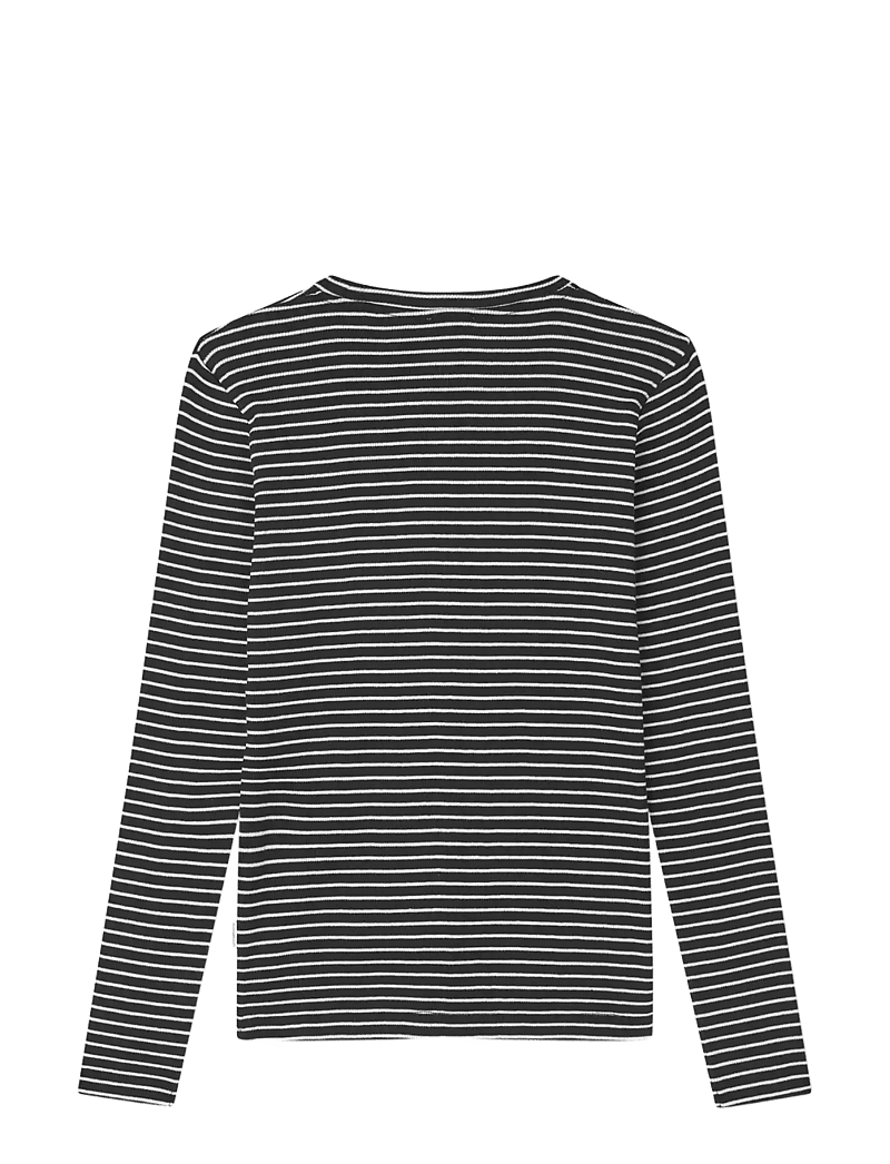 Mads Nørgaard - 2x2 Cotton Stripe Talino Tee L/S - langærmede toppe - black/vanilla ice - 1