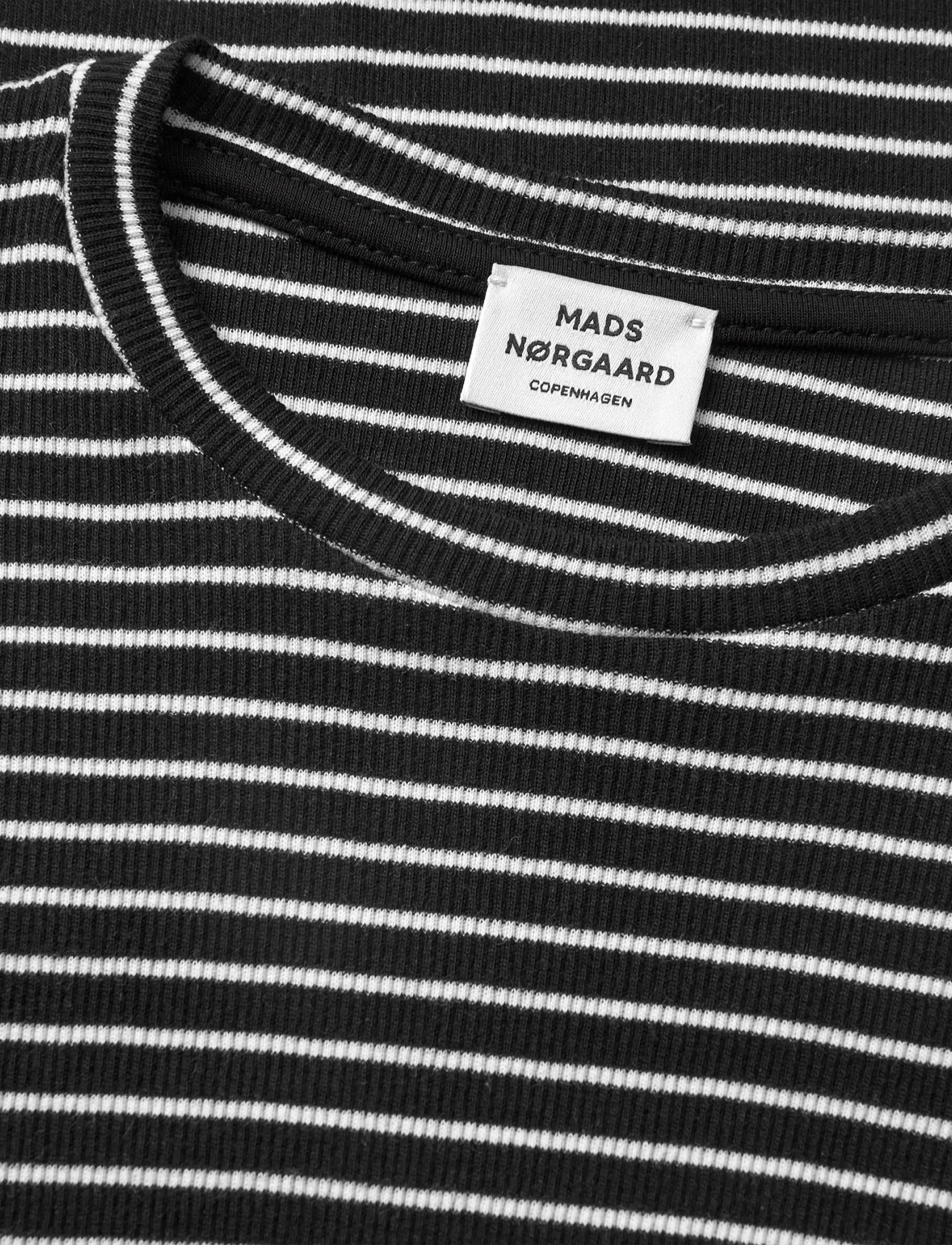 Mads Nørgaard - 2x2 Cotton Stripe Talino Tee L/S - langærmede toppe - black/vanilla ice - 2