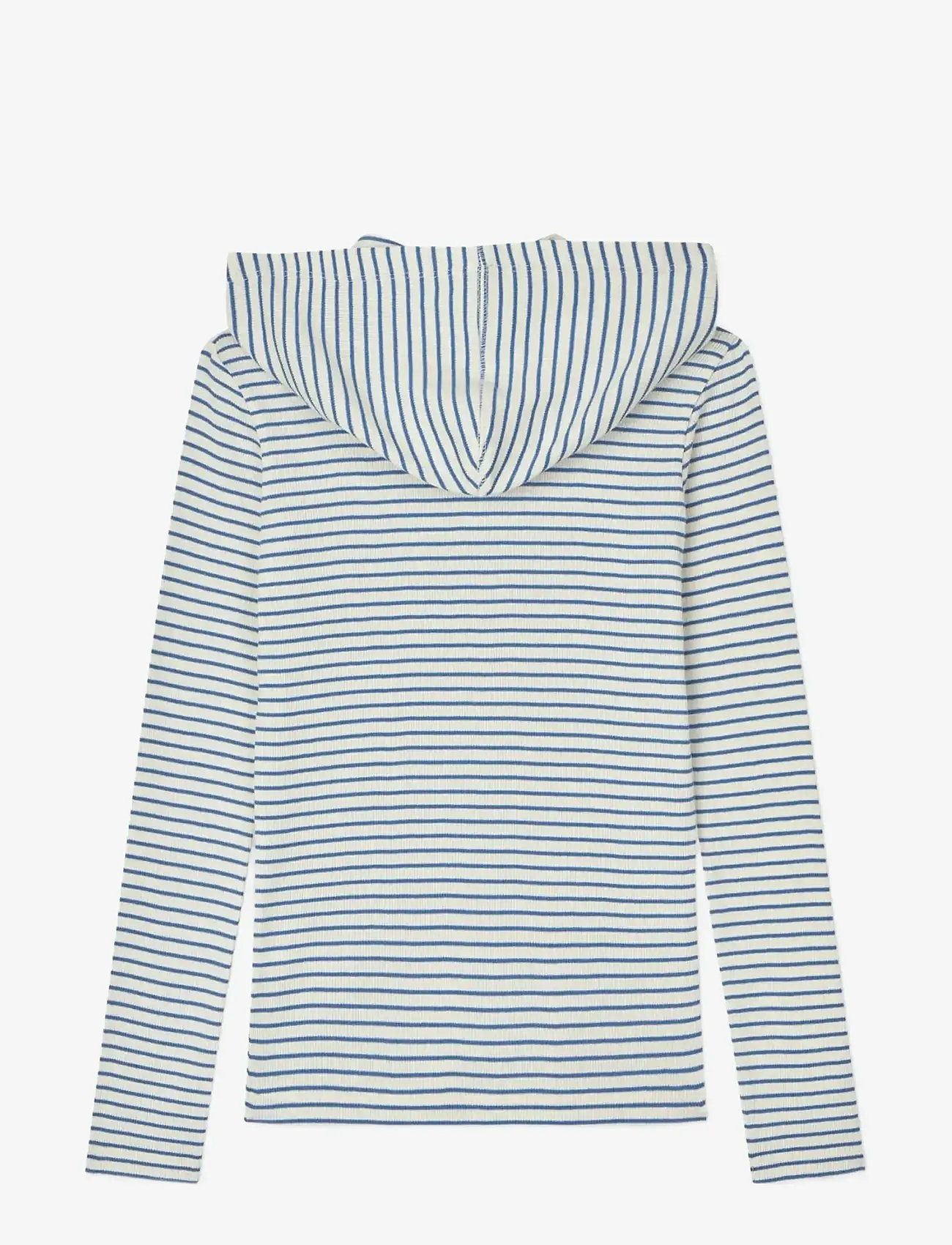 Mads Nørgaard - 2x2 Cotton Stripe Tally Hoodie - sweatshirts & hættetrøjer - vanilla ice/bright cobalt - 2