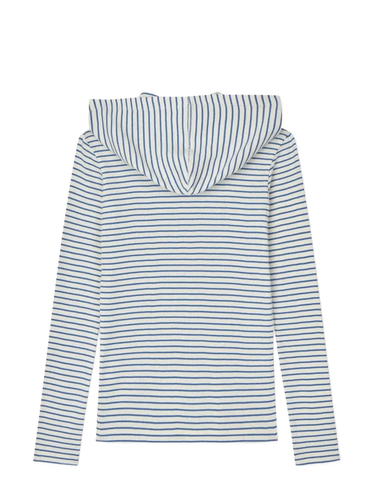 Mads Nørgaard - 2x2 Cotton Stripe Tally Hoodie - sweatshirts & hoodies - vanilla ice/bright cobalt - 2