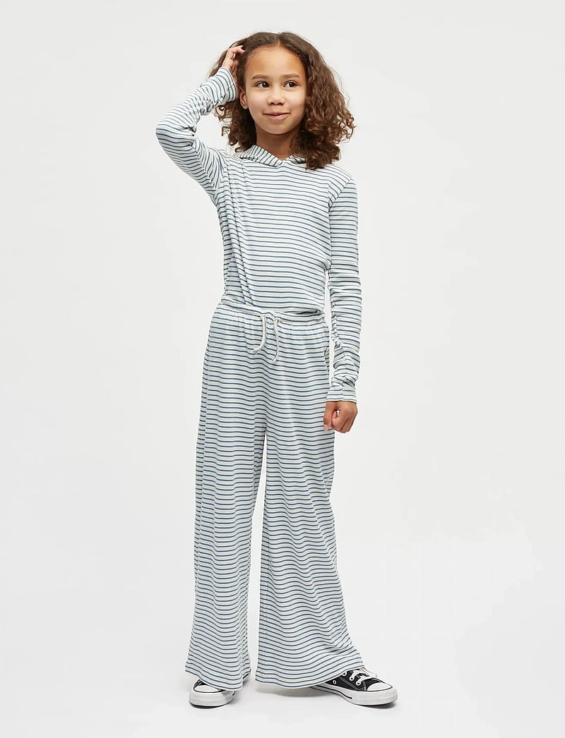 Mads Nørgaard - 2x2 Cotton Stripe Tally Hoodie - sweatshirts & hættetrøjer - vanilla ice/bright cobalt - 0