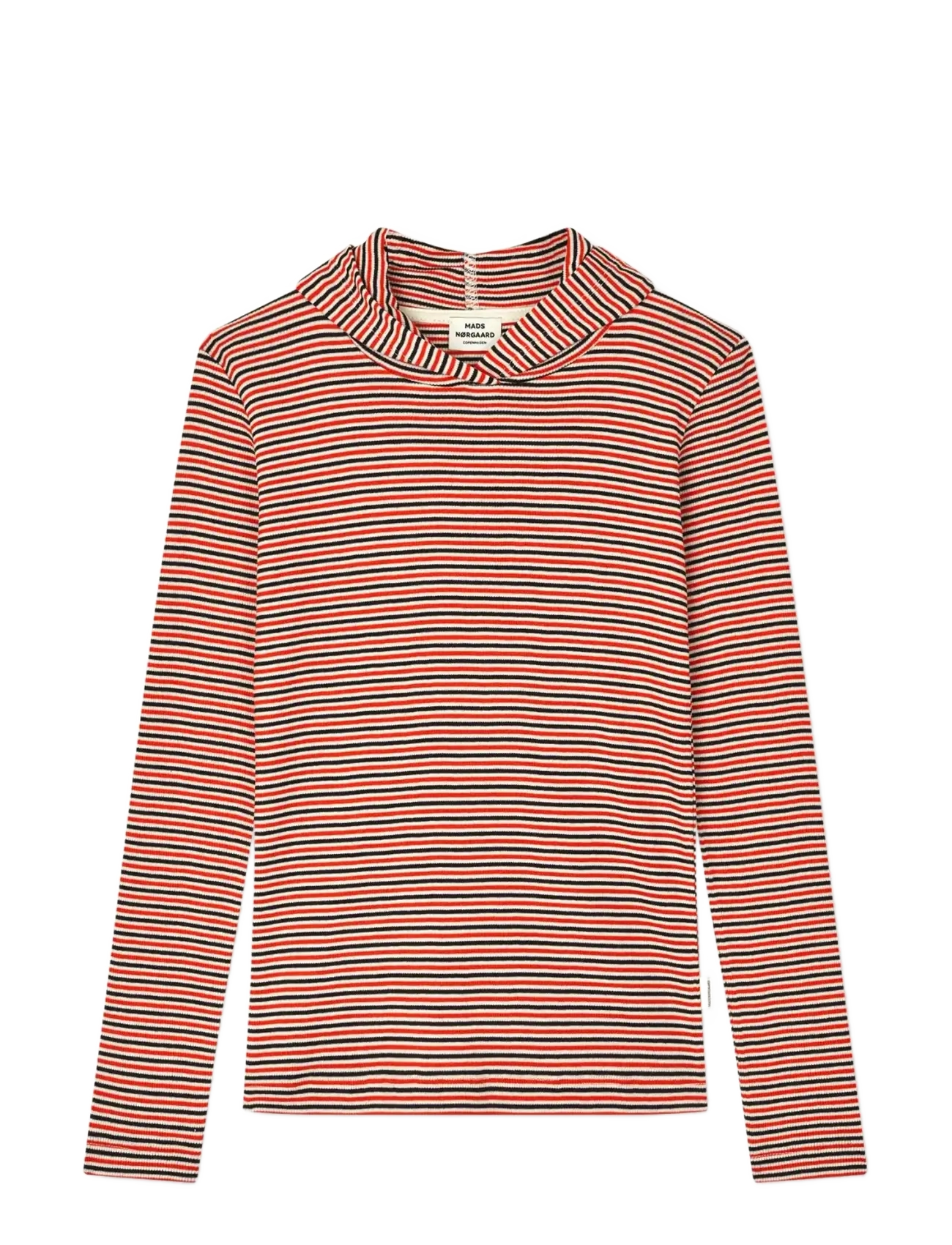 MADS NØRGAARD 2X2 Baumwolle Stripe Tally Hoodie Rot - 152 - Kinder
