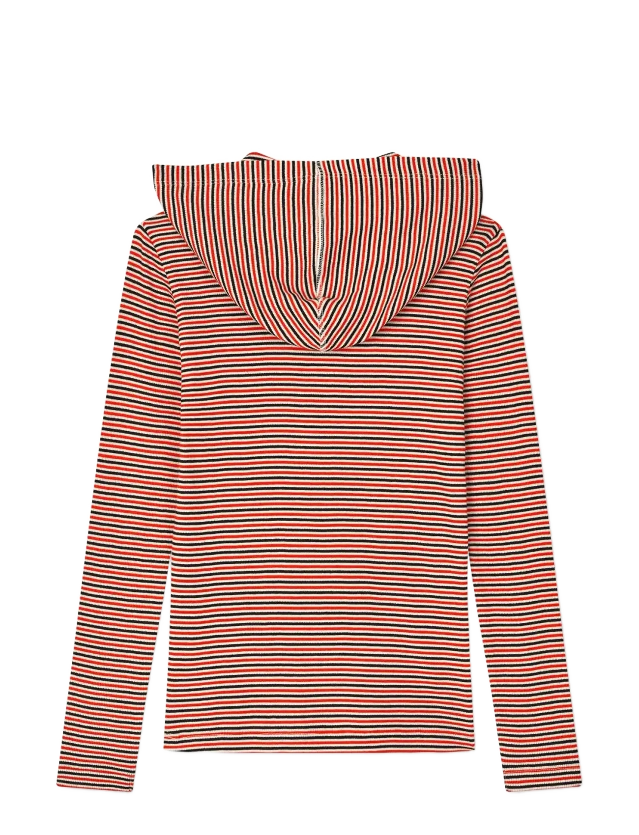 Mads Nørgaard - 2x2 Cotton Stripe Tally Hoodie - sweatshirts & hættetrøjer - fiery red/vanilla ice - 2