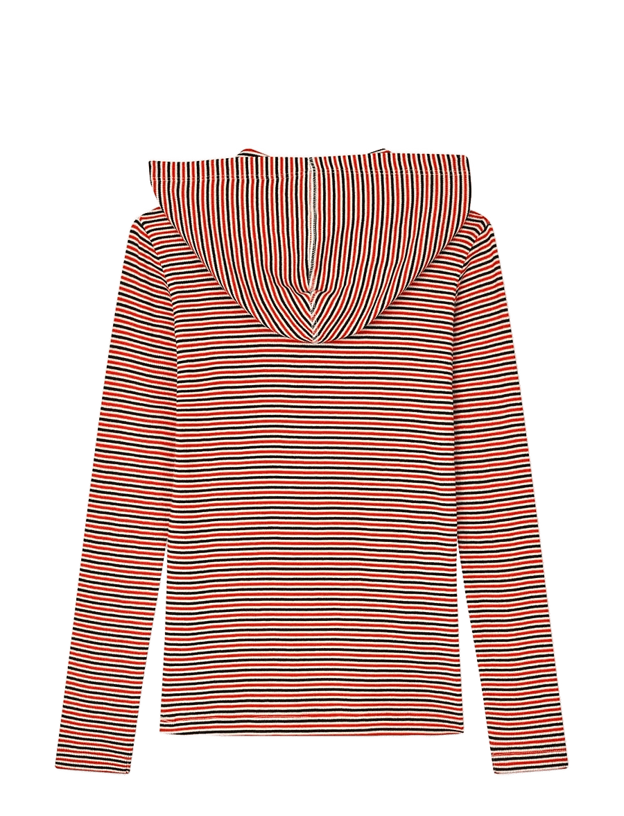 Mads Nørgaard - 2x2 Cotton Stripe Tally Hoodie - sweatshirts & hættetrøjer - fiery red/vanilla ice - 2