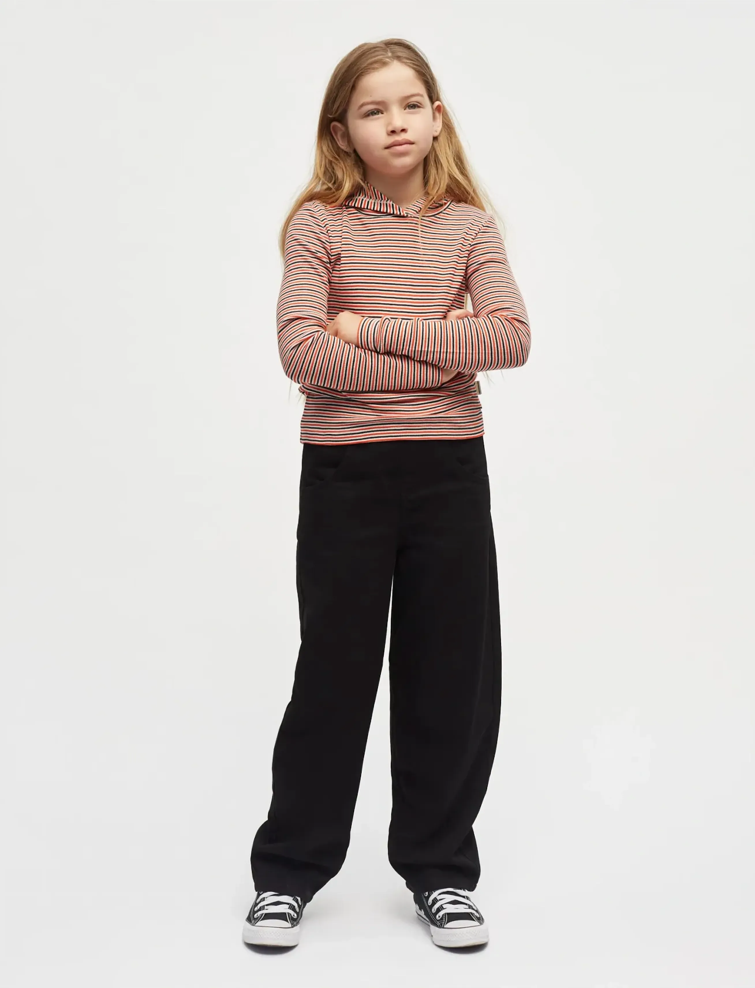 Mads Nørgaard 2X2 Cotton Stripe Tally Hoodie, 152, Sweatshirts & Hoodies, Rot - Kinder