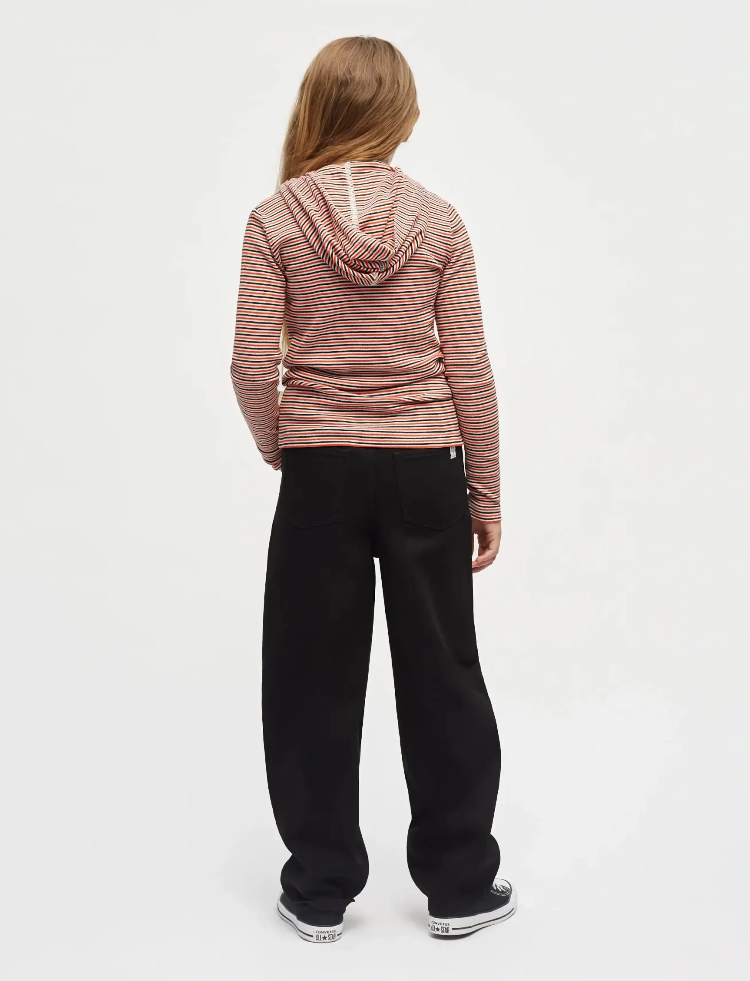 Mads Nørgaard - 2x2 Cotton Stripe Tally Hoodie - sweatshirts & hættetrøjer - fiery red/vanilla ice - 3