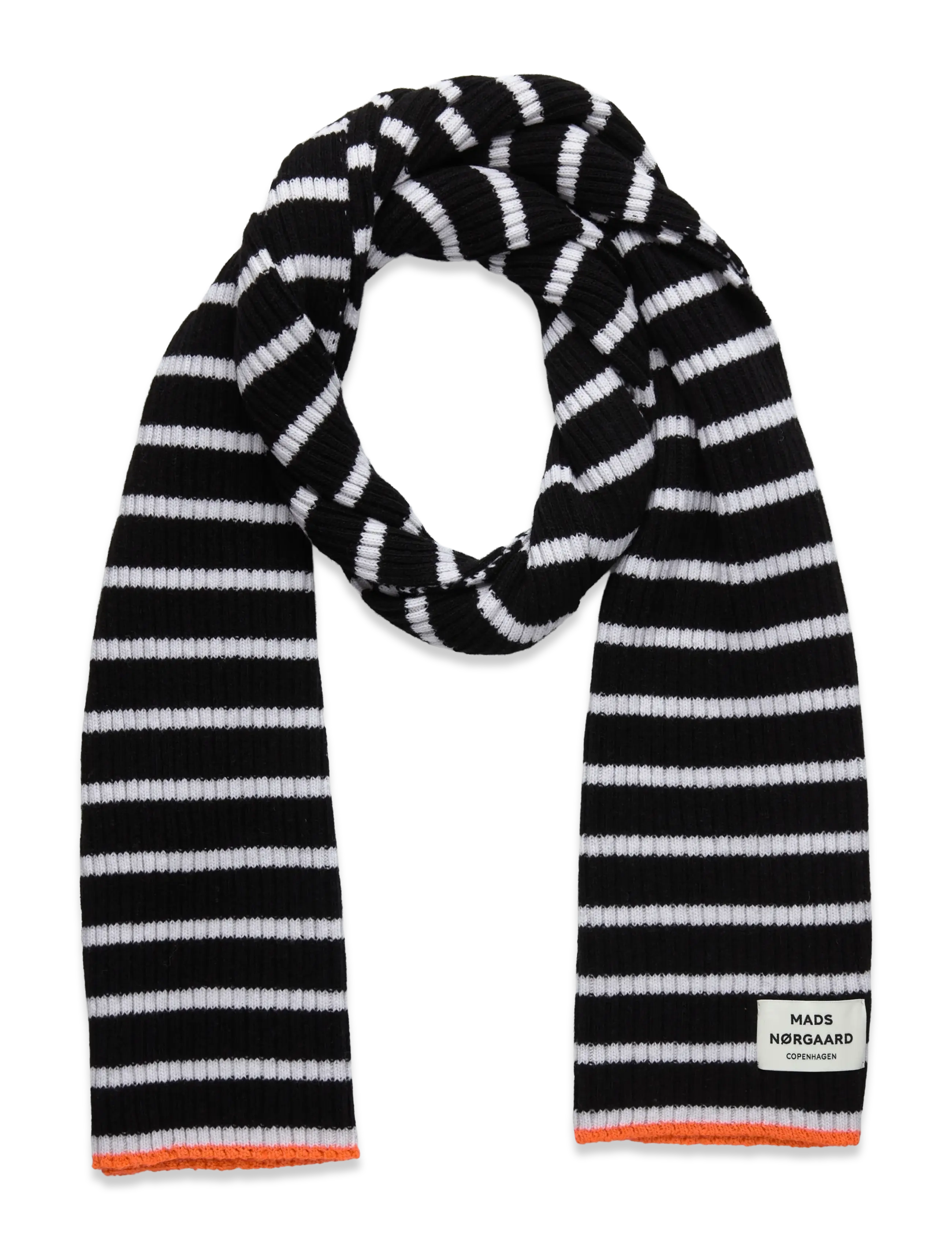 Mads Nørgaard Yota Grafenau Scarf - Transitional Layering - BLACK/VANILLA ICE / navy