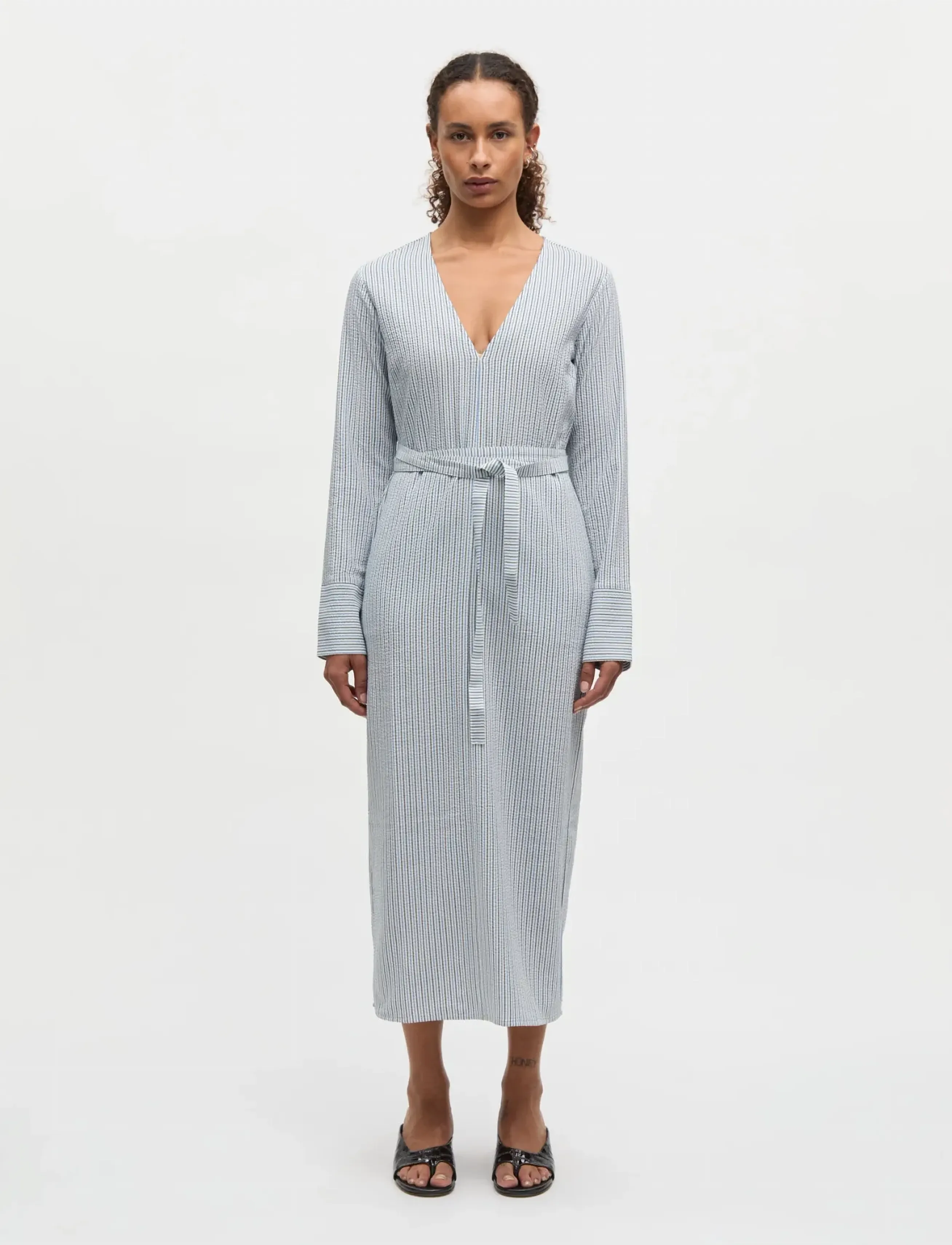 Mads Nørgaard Soft Crease Oda Dress - Tøj - SKY CAPTAIN/BRIGHT COBALT/VANI / blue