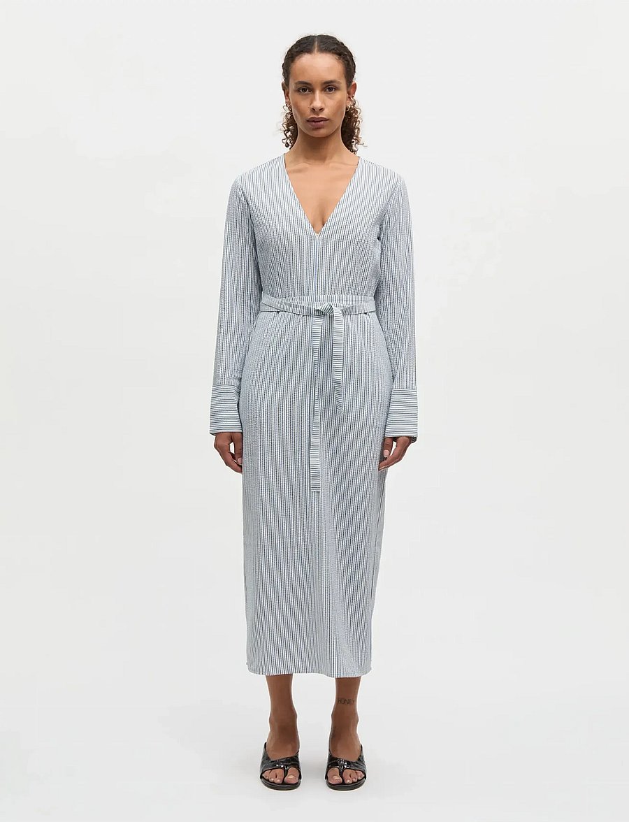 Mads Nørgaard - Soft Crease Oda Dress - maxi kjoler - sky captain/bright cobalt/vani - 0