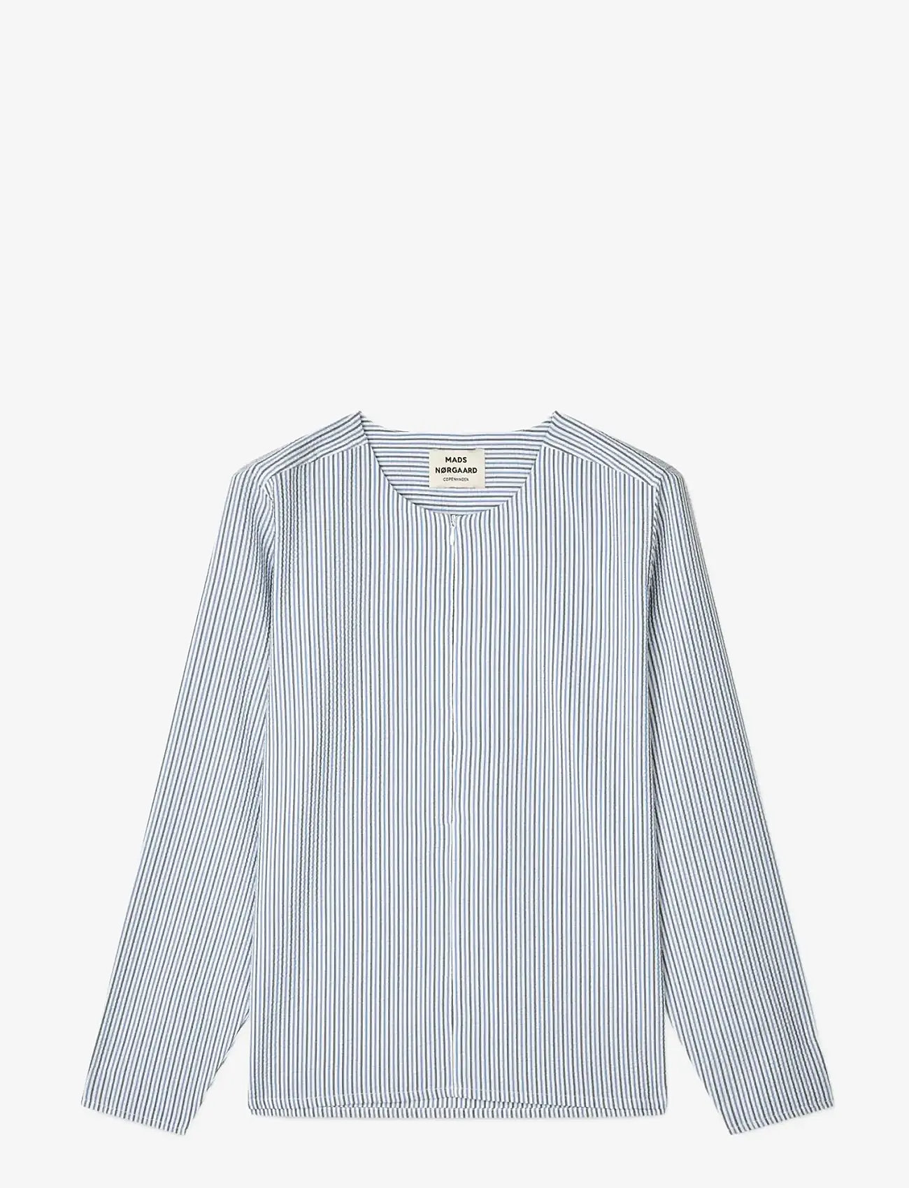 Mads Nørgaard - Soft Crease Funa Top - langärmlige hemden - sky captain/bright cobalt/vani - 1