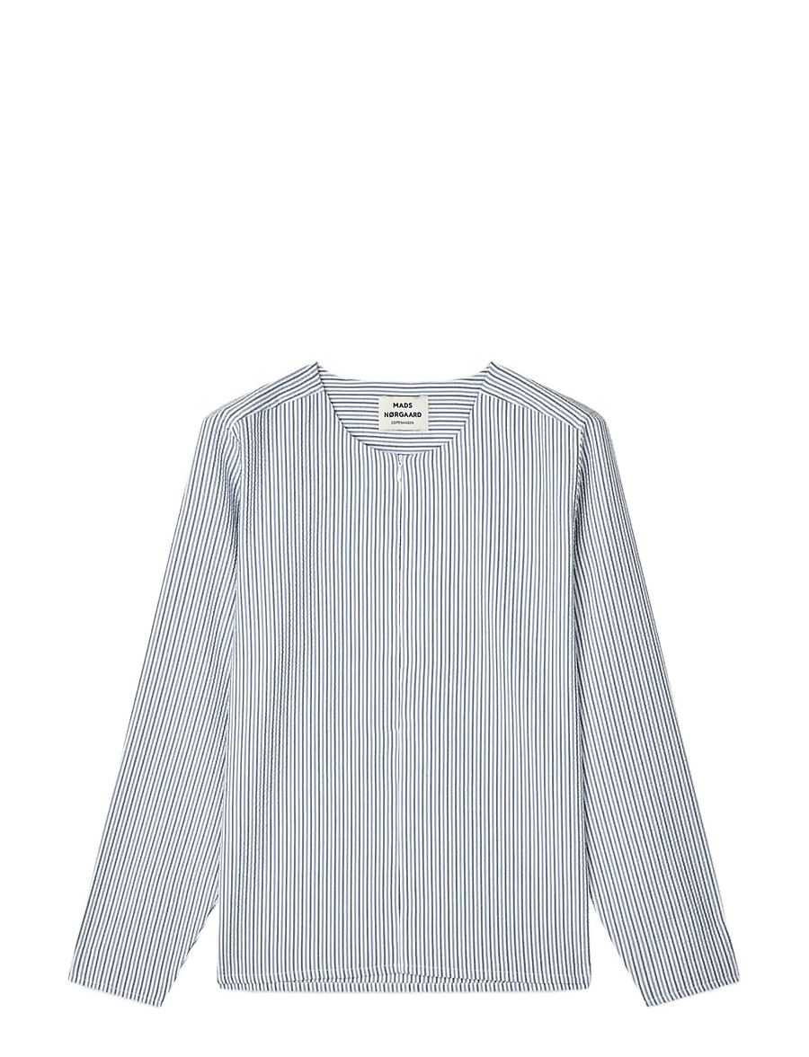 Mads Nørgaard - Soft Crease Funa Top - långärmade skjortor - sky captain/bright cobalt/vani - 1