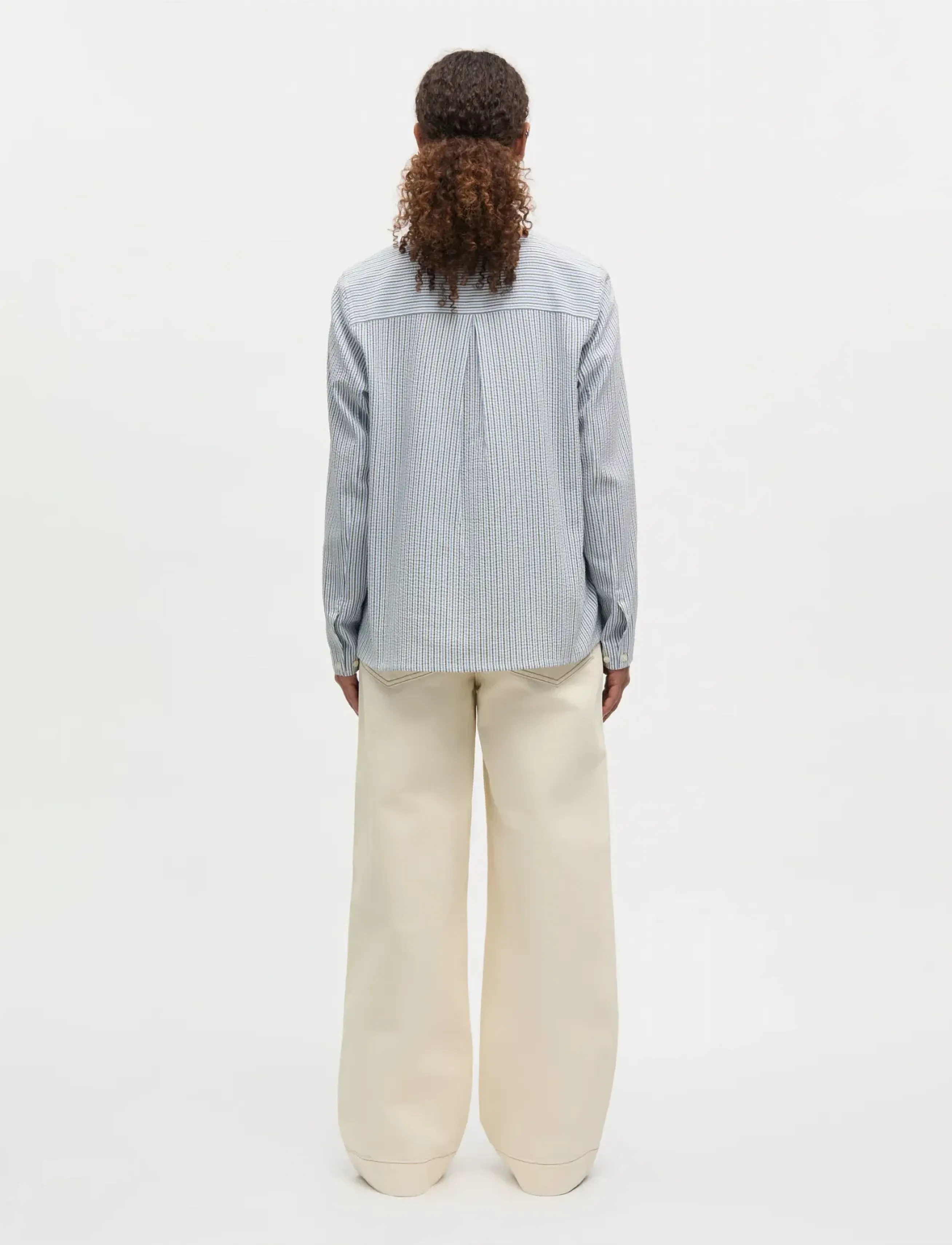 Mads Nørgaard - Soft Crease Funa Top - long-sleeved shirts - sky captain/bright cobalt/vani - 2