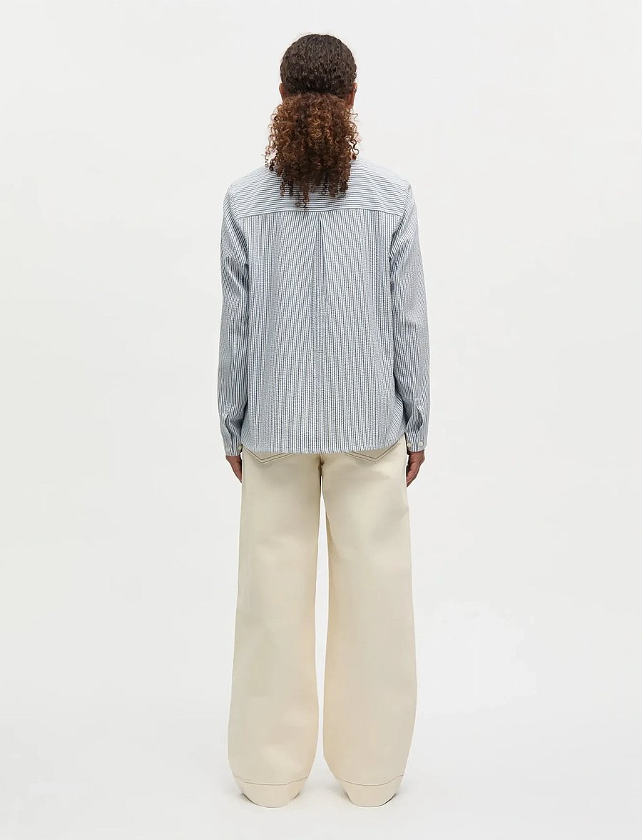 Mads Nørgaard - Soft Crease Funa Top - långärmade skjortor - sky captain/bright cobalt/vani - 2