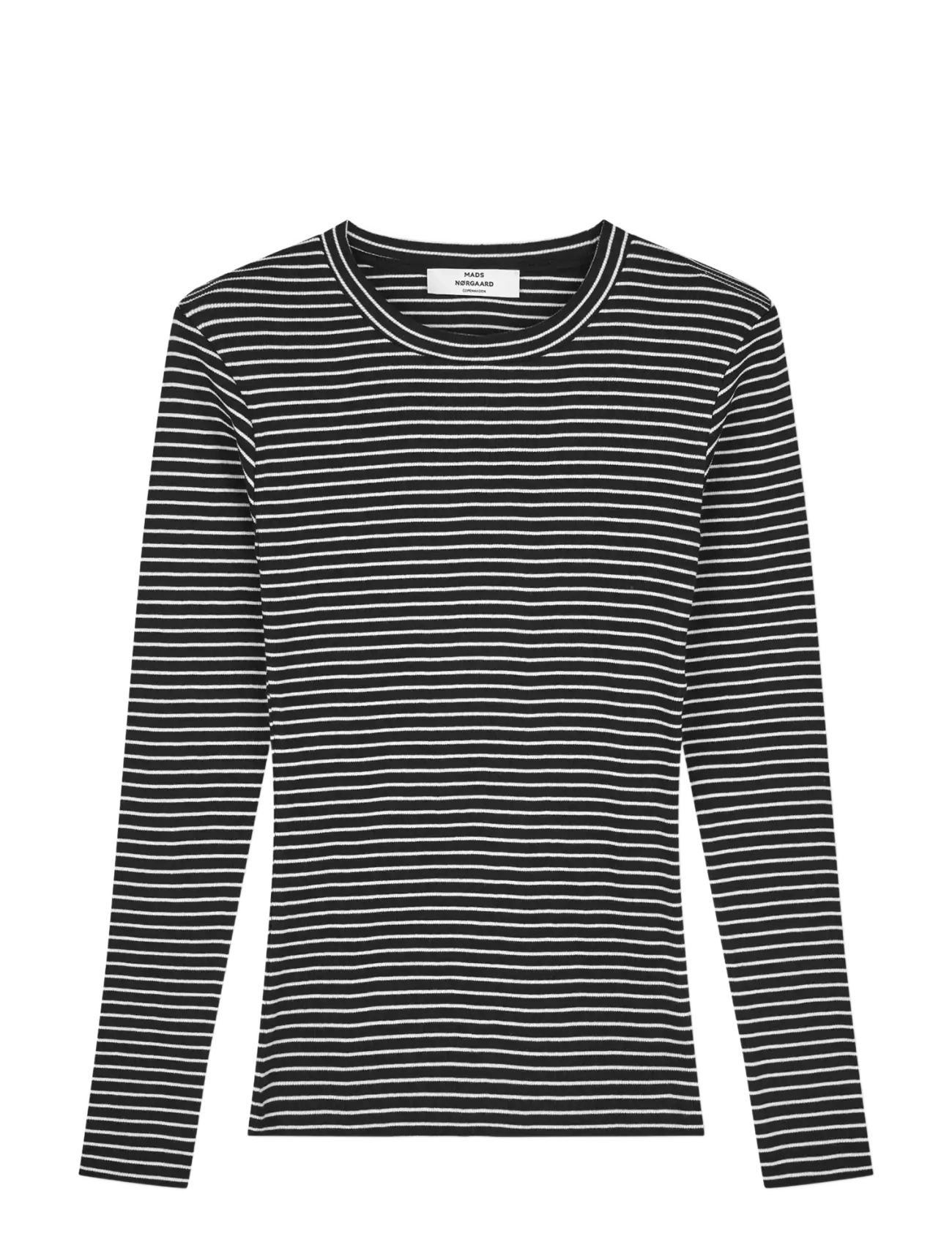 MADS NØRGAARD 2X2 Baumwolle Stripe Tuba Tee Ls Schwarz - XS - Damen