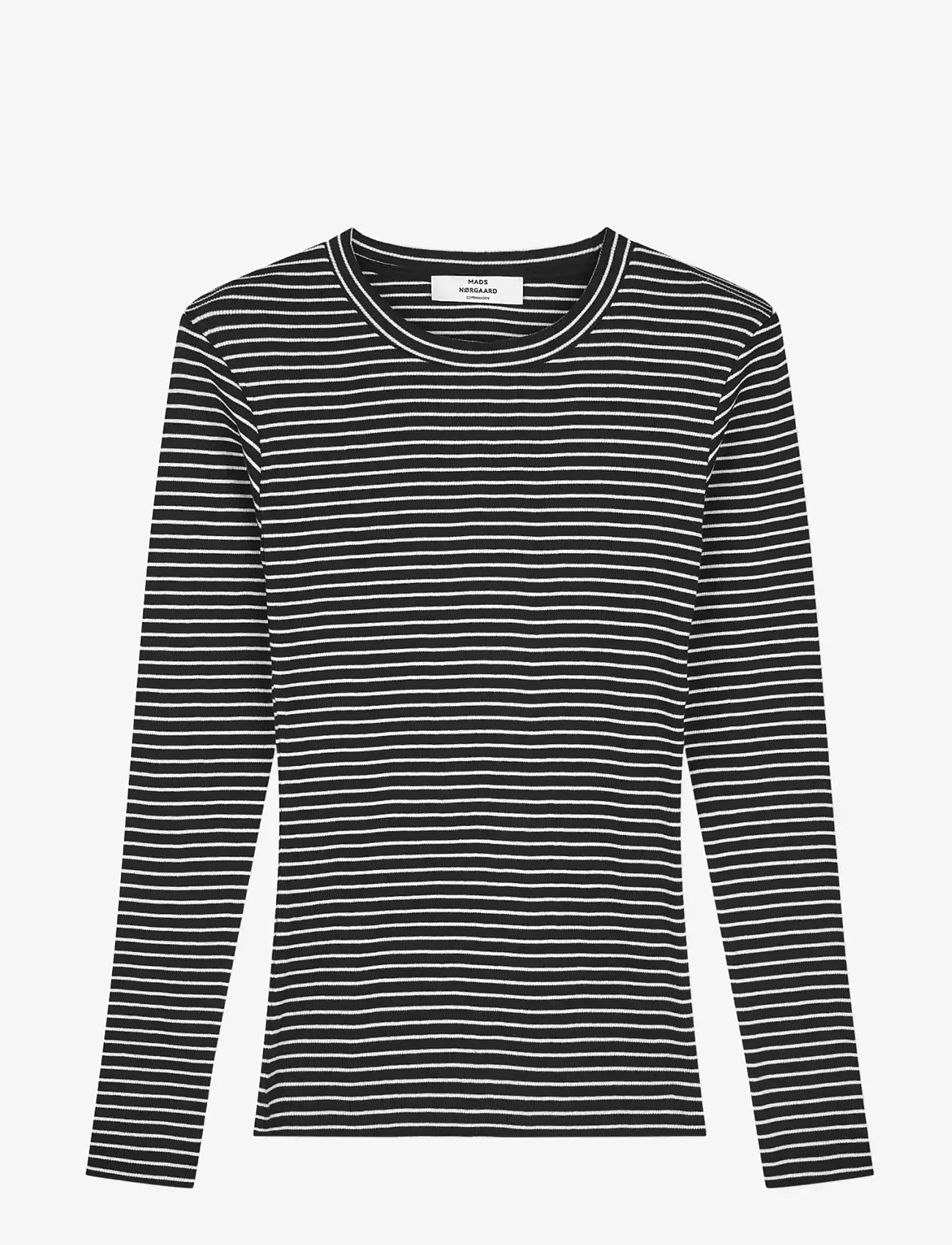 Mads Nørgaard - 2x2 Cotton Stripe Tuba Tee LS - langärmlige tops - black/vanilla ice - 0