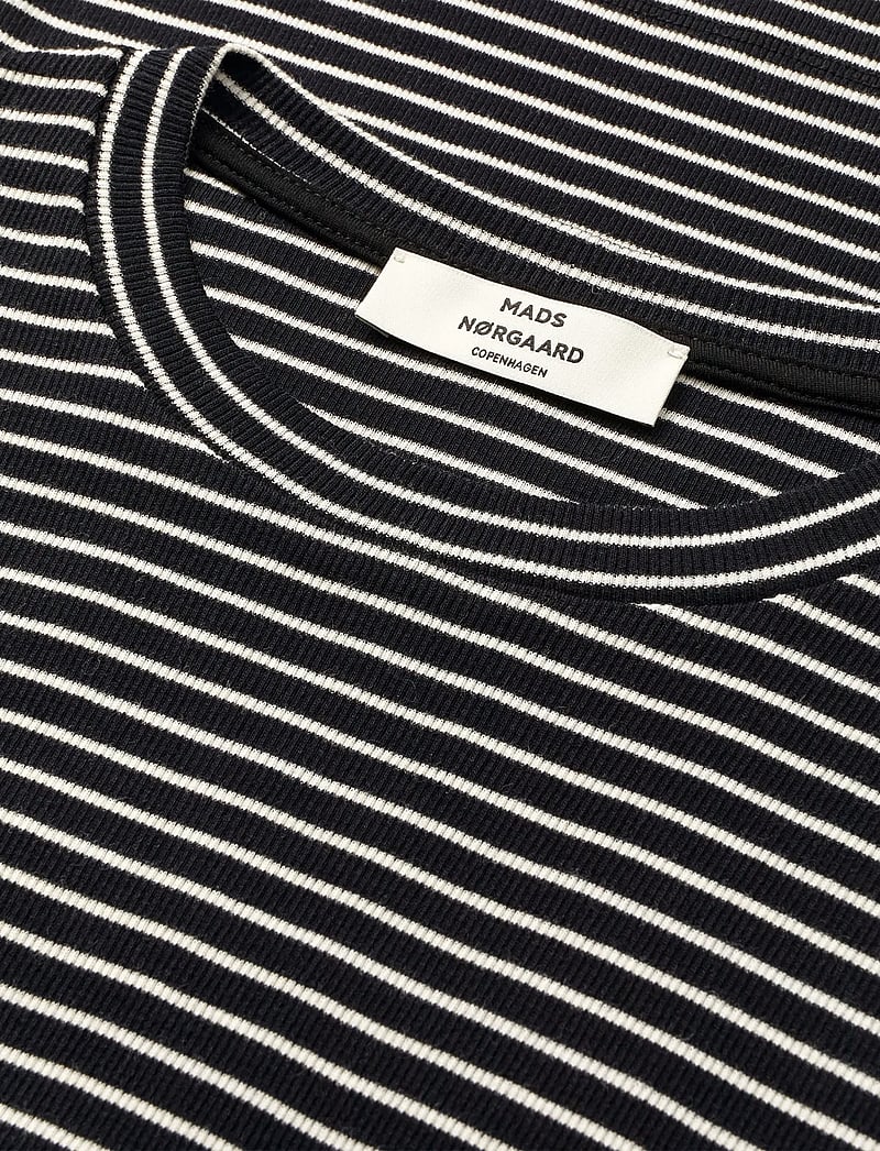 Mads Nørgaard - 2x2 Cotton Stripe Tuba Tee LS - langärmlige tops - black/vanilla ice - 1