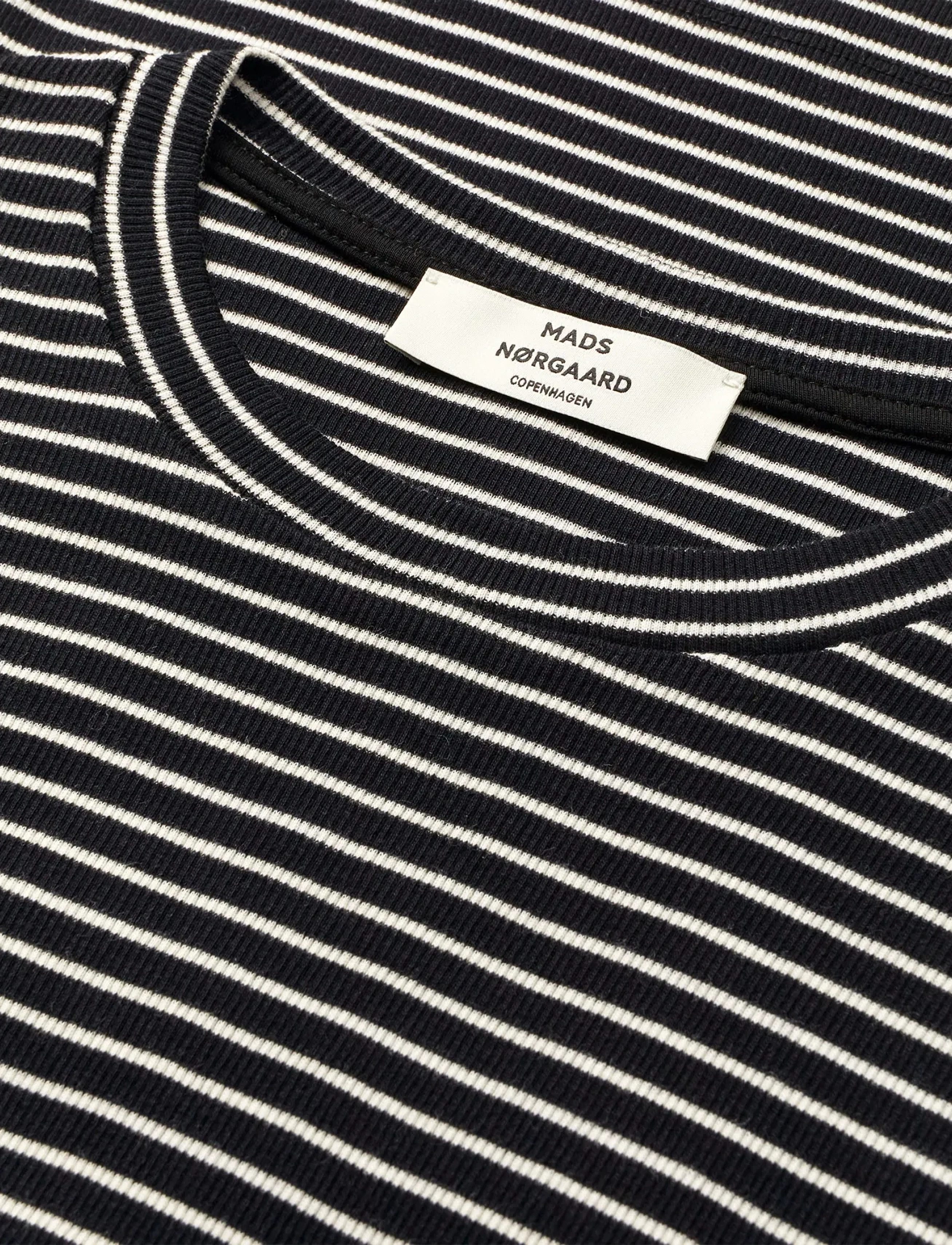 Mads Nørgaard - 2x2 Cotton Stripe Tuba Tee LS - hauts à manches longues - black/vanilla ice - 1