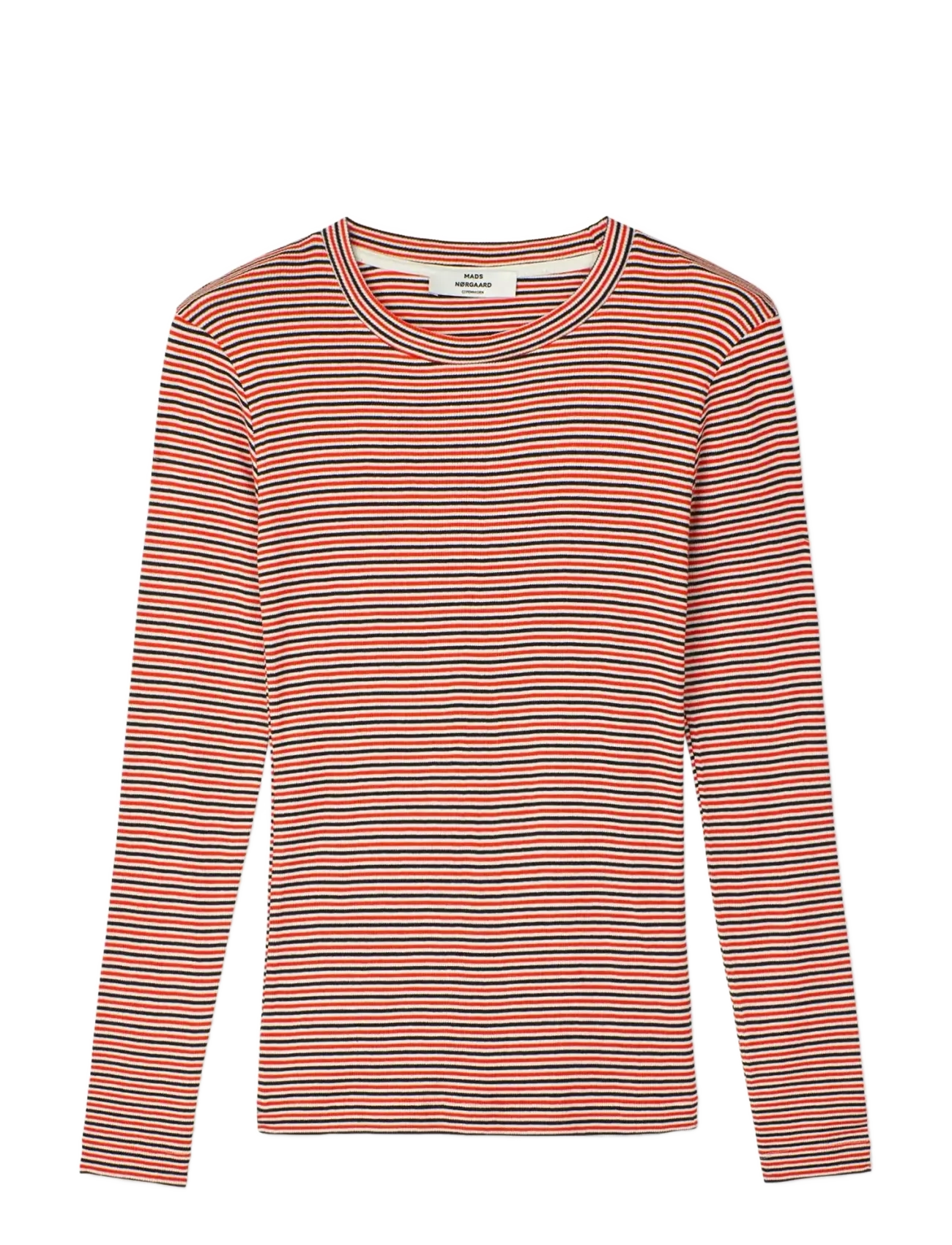 MADS NØRGAARD 2X2 Baumwolle Stripe Tuba Tee Ls Rot - M - Damen