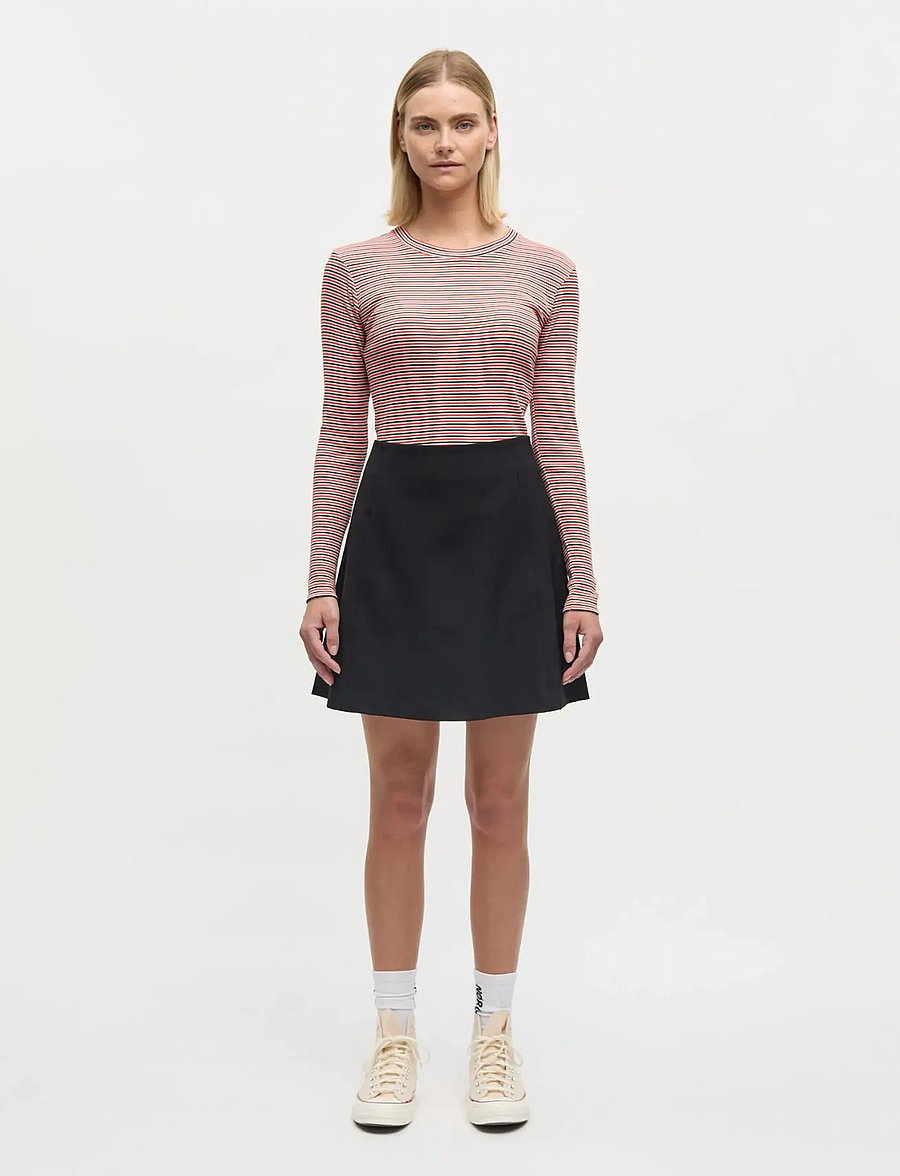 Mads Nørgaard - 2x2 Cotton Stripe Tuba Tee LS - langärmlige tops - fiery red/vanilla ice - 0