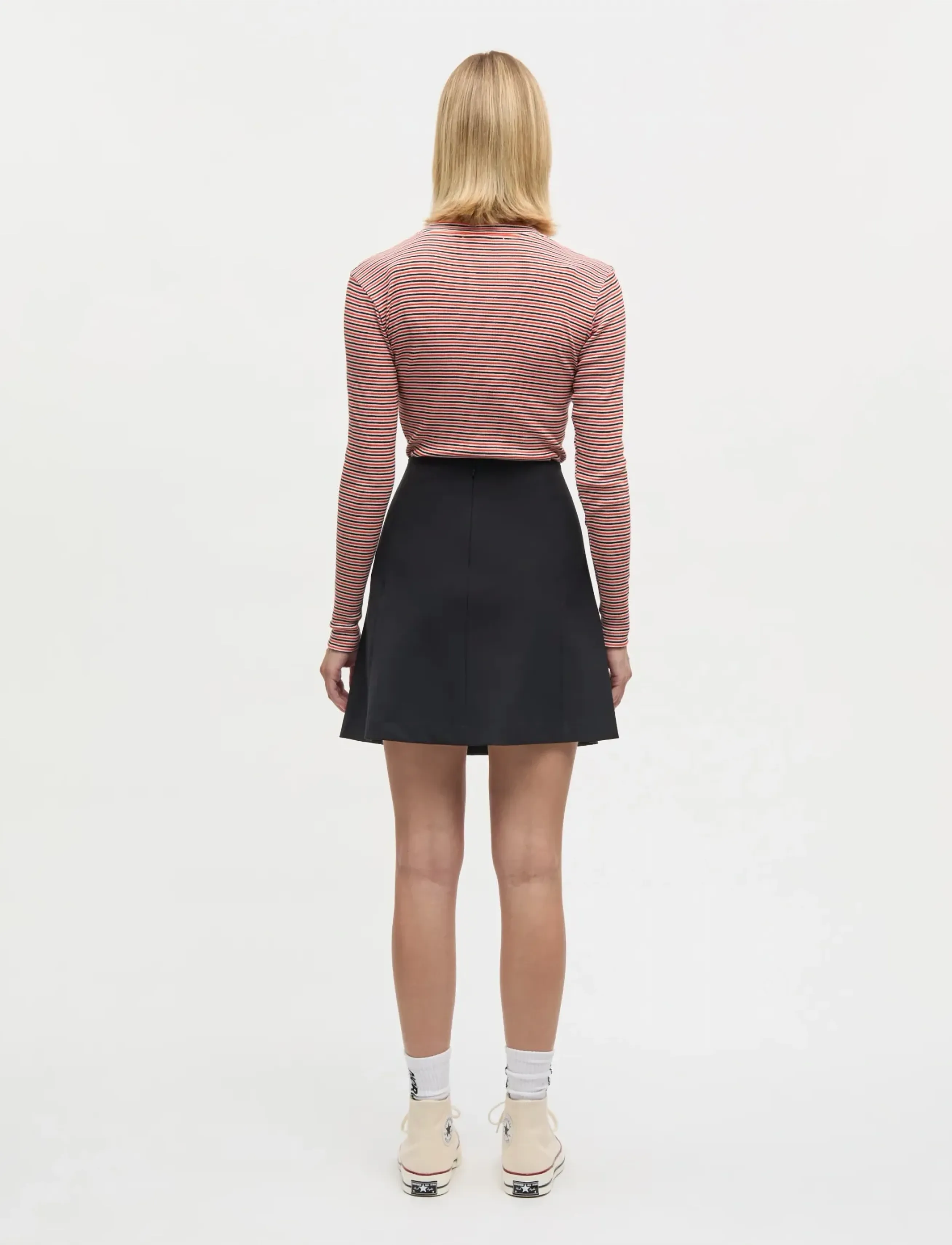 Mads Nørgaard - 2x2 Cotton Stripe Tuba Tee LS - langärmlige tops - fiery red/vanilla ice - 2