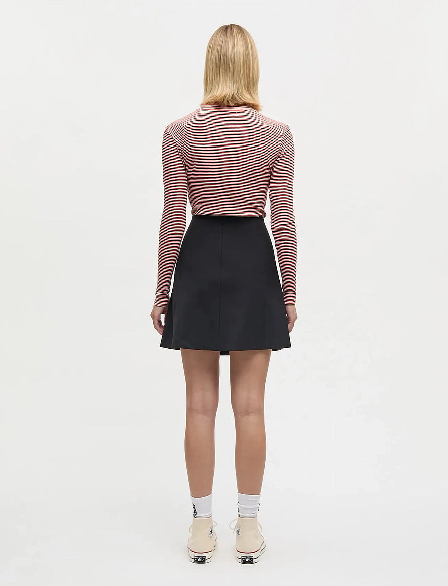 Mads Nørgaard - 2x2 Cotton Stripe Tuba Tee LS - langärmlige tops - fiery red/vanilla ice - 2