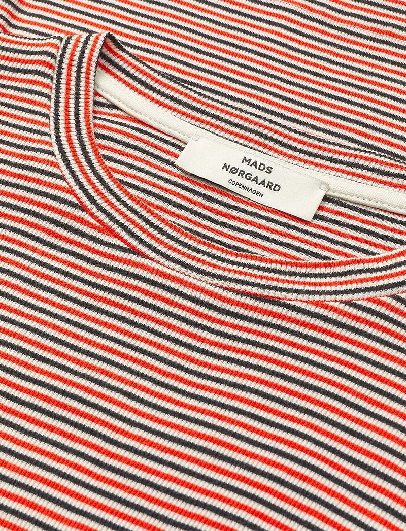 Mads Nørgaard - 2x2 Cotton Stripe Tuba Tee LS - langärmlige tops - fiery red/vanilla ice - 3