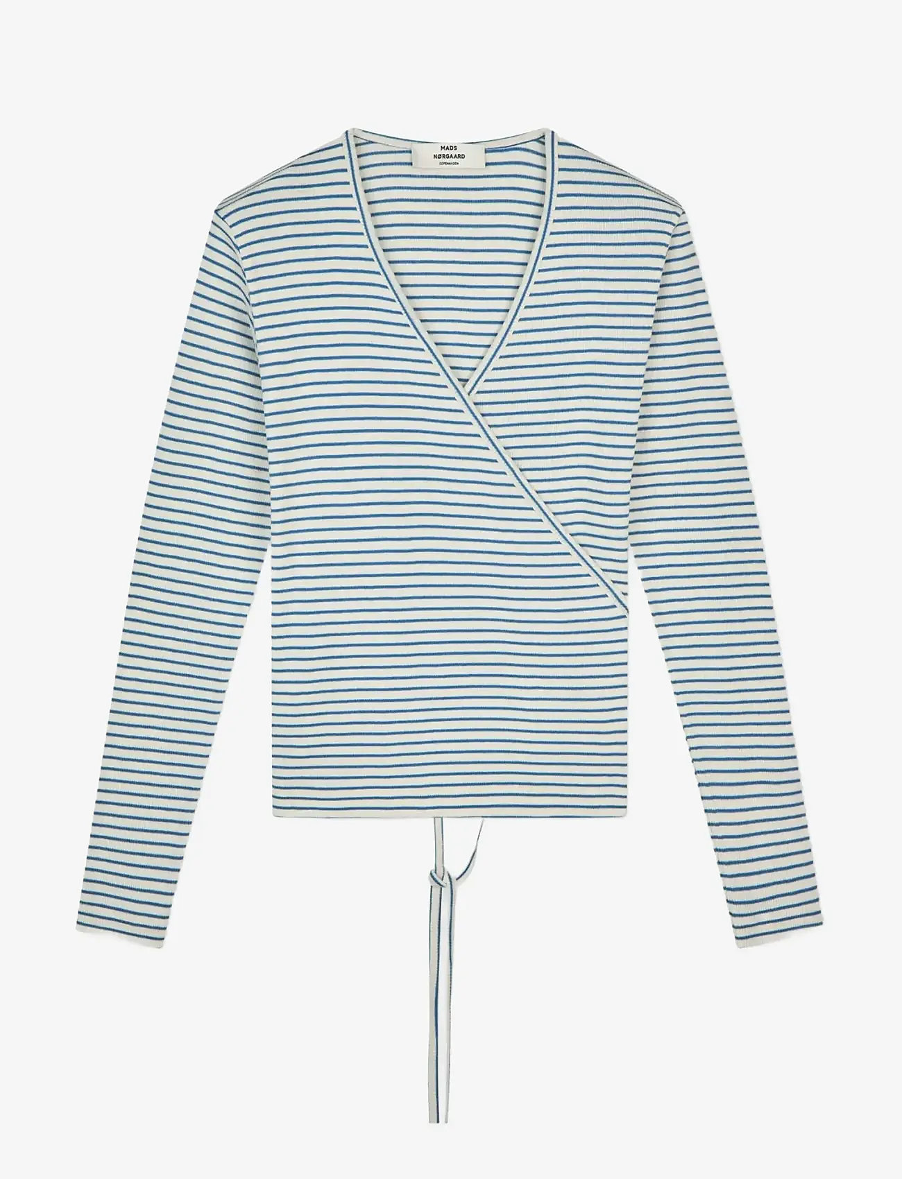 Mads Nørgaard - 2x2 Cotton Stripe Susi LS Top - pikkade varrukatega alussärgid - vanilla ice/bright cobalt - 1