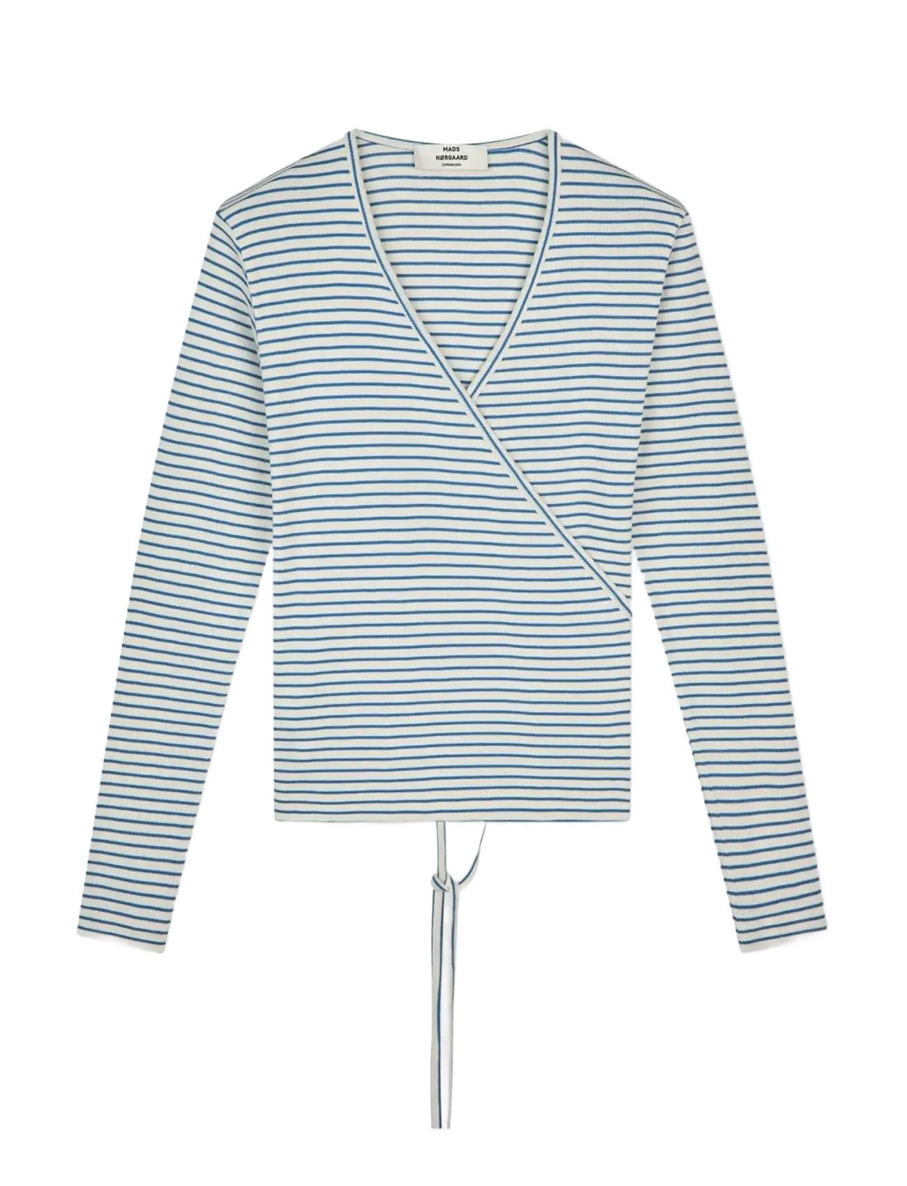 Mads Nørgaard 2x2 Cotton Stripe Susi LS Top - Kleidung - VANILLA ICE/BRIGHT COBALT / blue