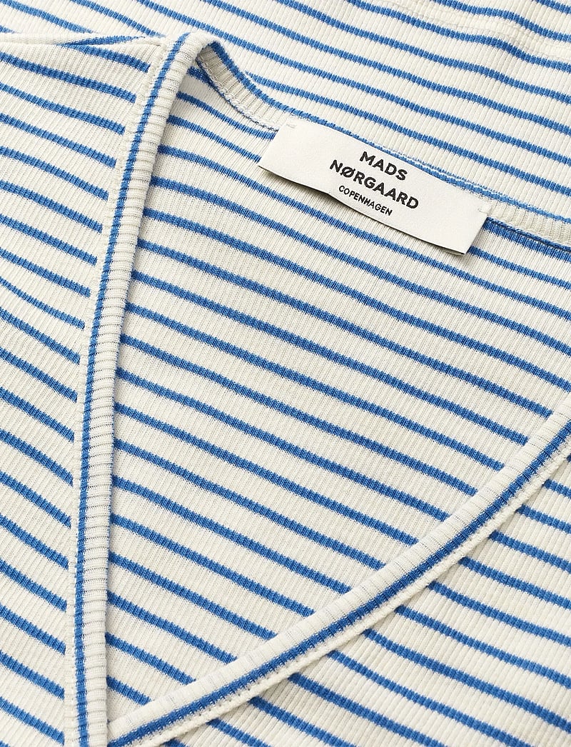 Mads Nørgaard - 2x2 Cotton Stripe Susi LS Top - langärmlige tops - vanilla ice/bright cobalt - 3