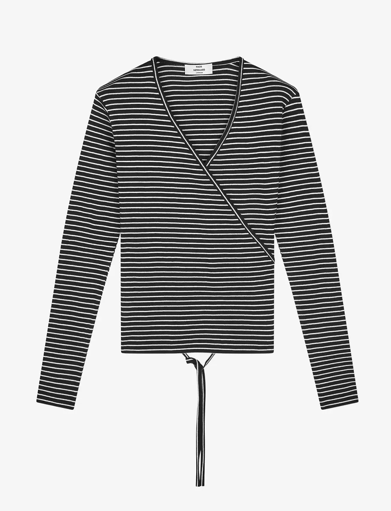 Mads Nørgaard - 2x2 Cotton Stripe Susi LS Top - long-sleeved tops - black/vanilla ice - 0