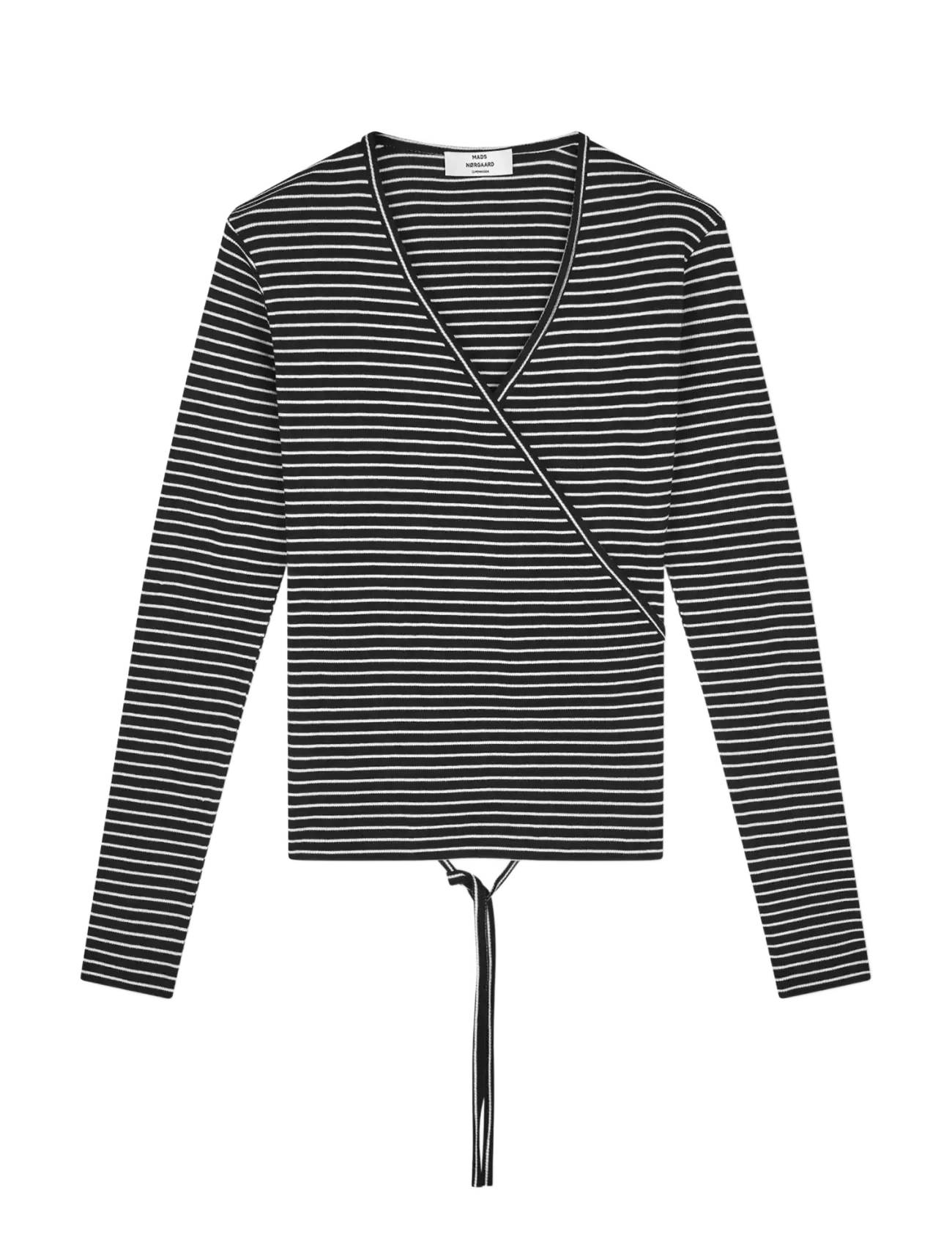 Mads Nørgaard 2x2 Cotton Stripe Susi LS Top - Kleidung - BLACK/VANILLA ICE / black