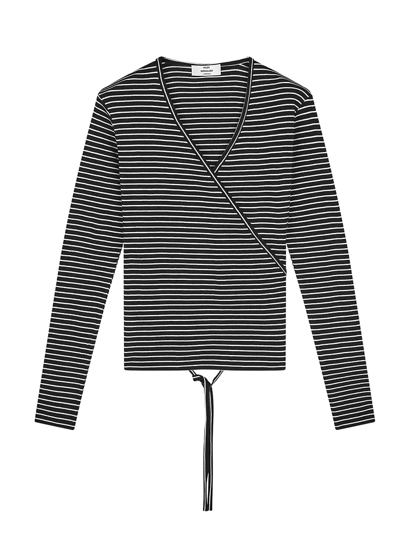 Mads Nørgaard - 2x2 Cotton Stripe Susi LS Top - langärmlige tops - black/vanilla ice - 0