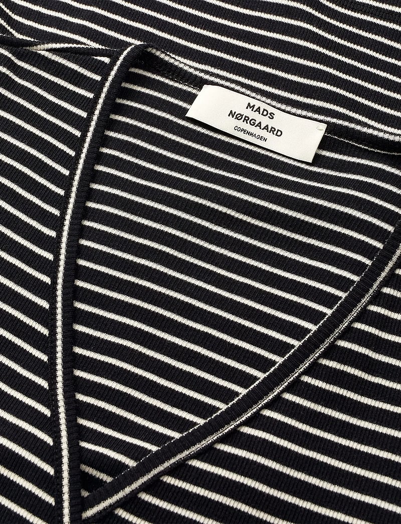 Mads Nørgaard - 2x2 Cotton Stripe Susi LS Top - langärmlige tops - black/vanilla ice - 1