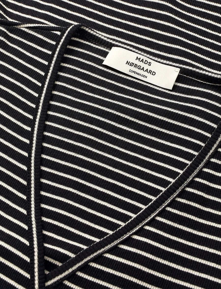 Mads Nørgaard - 2x2 Cotton Stripe Susi LS Top - langärmlige tops - black/vanilla ice - 1